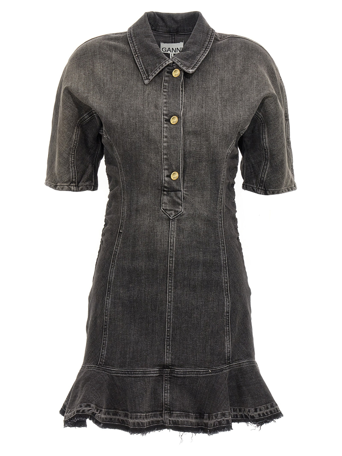 Ganni Black Cotton Short Dress - Chic Elegance Redefined