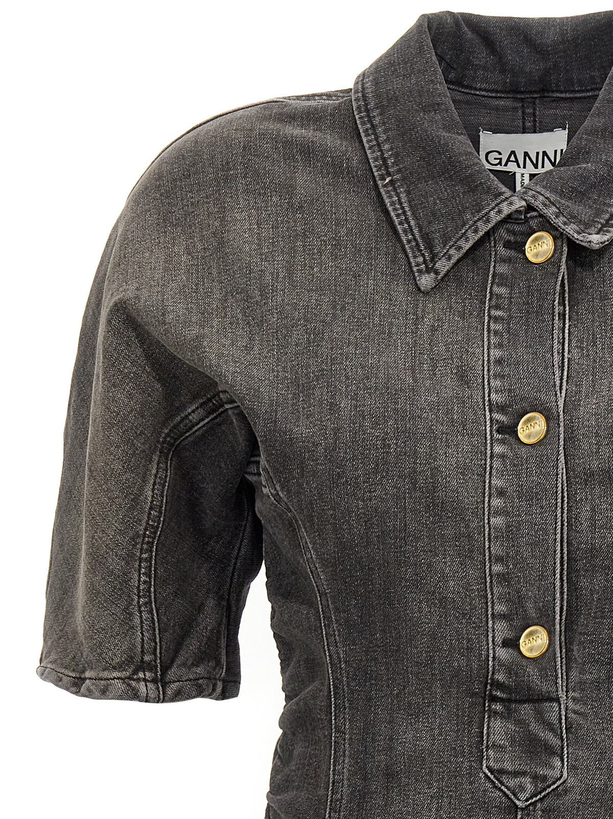Ganni Black Cotton Short Dress - Timeless Elegance Redefined