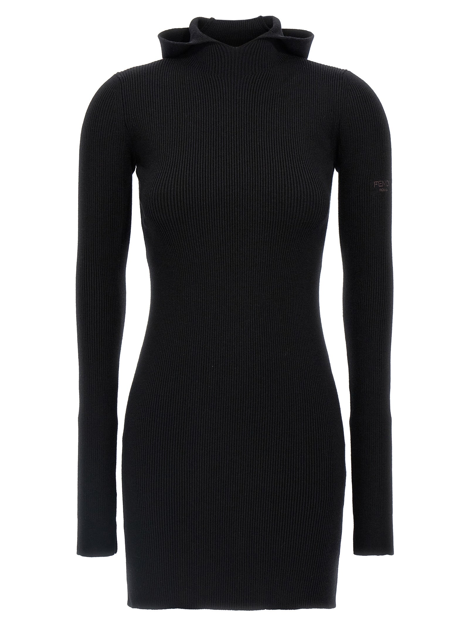 Experience the allure of the Fendi Black Wool Short Dress, a luxurious blend of wool and silk, embodying sophistication and modern elegance for the discerning connoisseur.