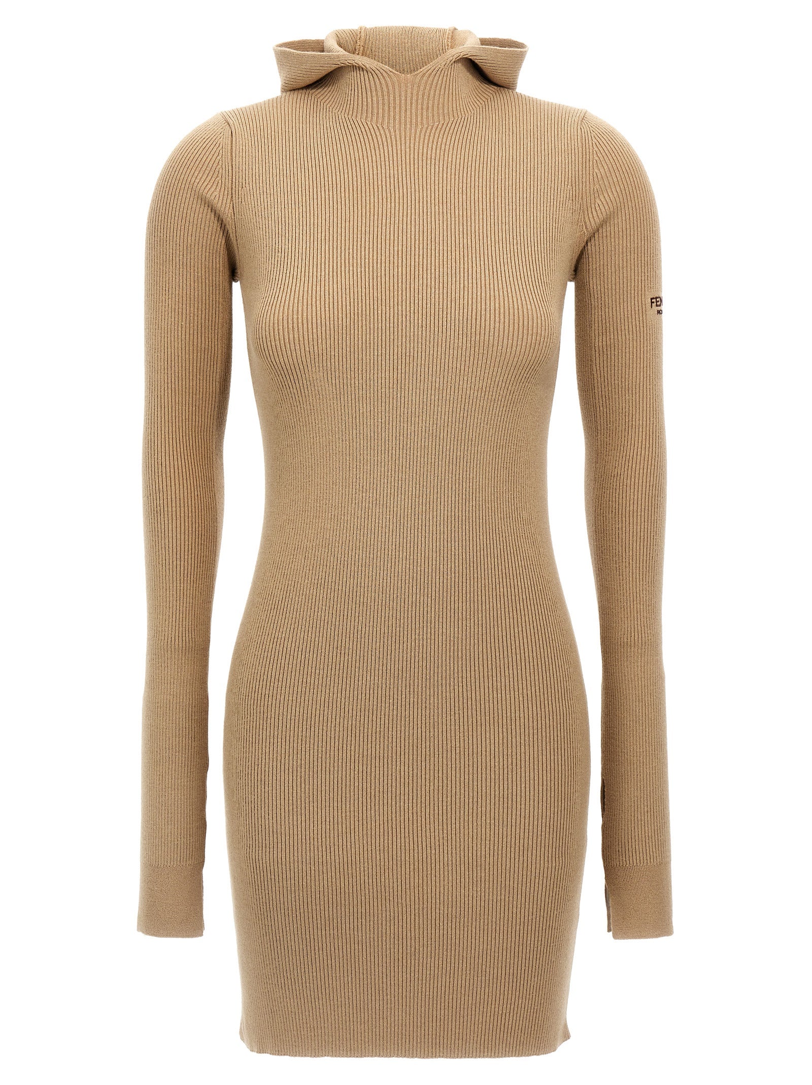 Experience the allure of Fendi's Beige Wool Short Dress, a luxurious blend of wool and silk that redefines elegance, perfect for the discerning fashion connoisseur.