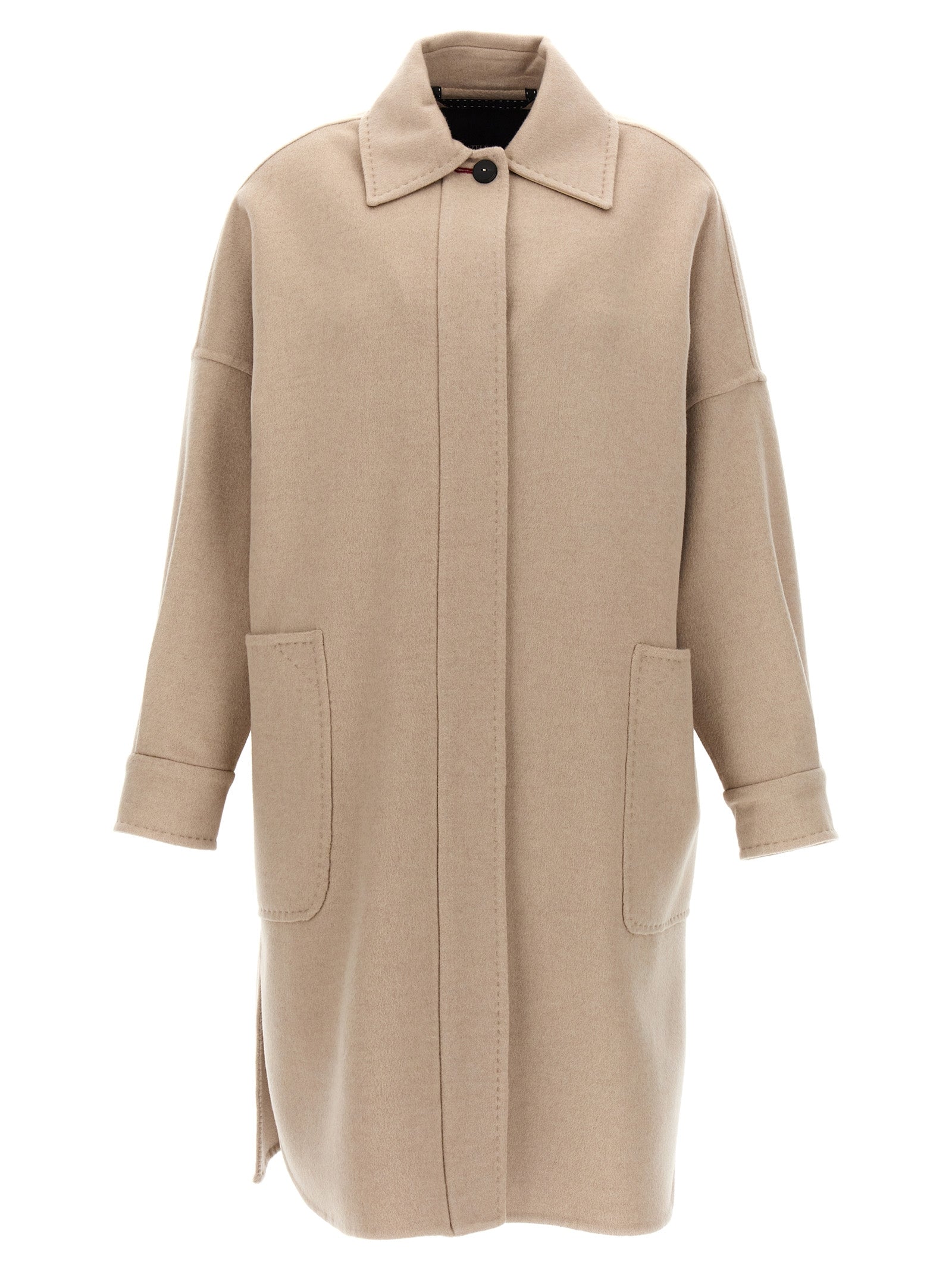 Elevate your wardrobe with the Max Mara Beige Cashmere Coat, a masterpiece of Italian craftsmanship, blending timeless elegance and modern sophistication for the discerning individual.