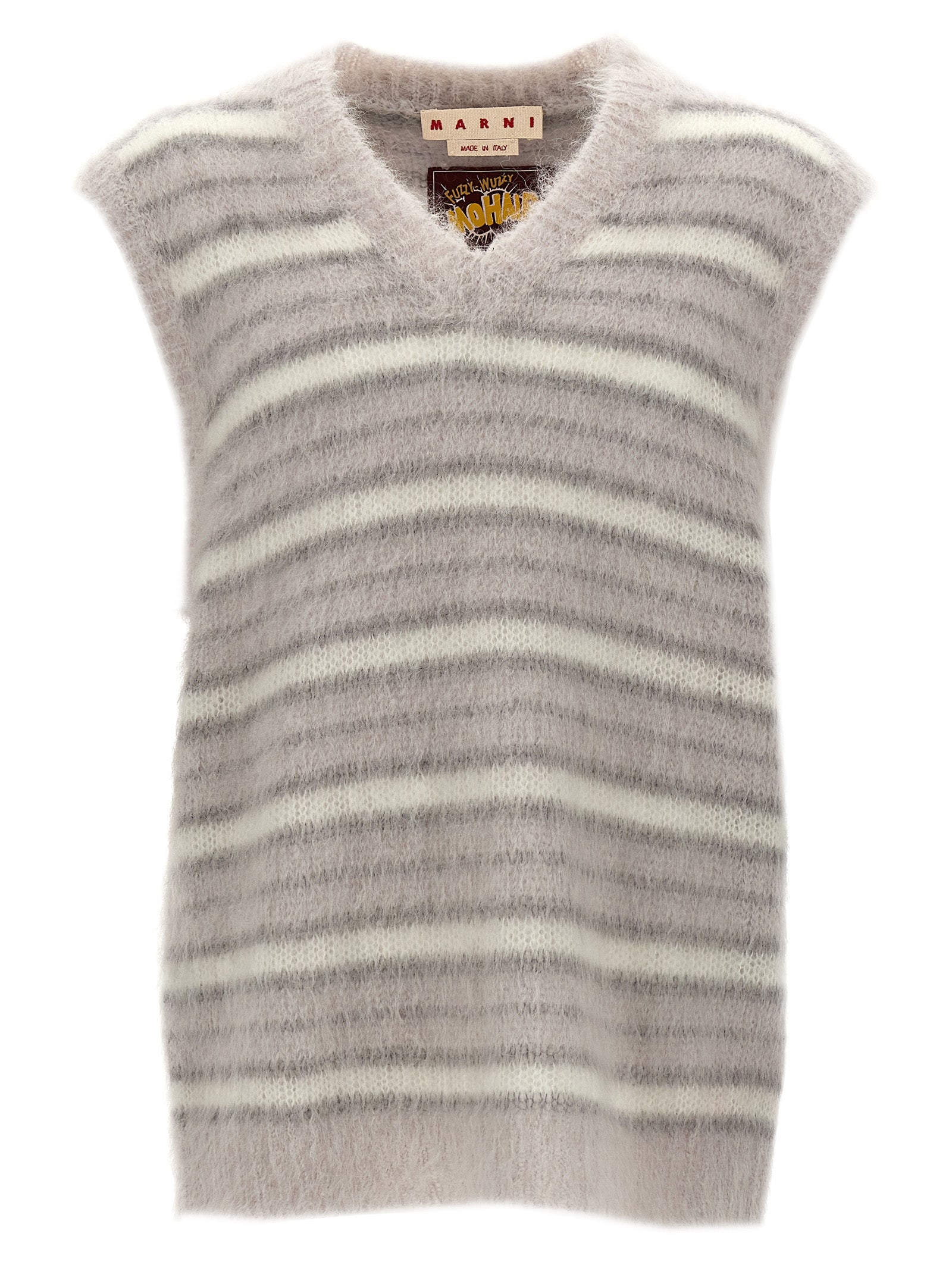 Indulge in the Marni Gray Mohair Sweatshirt, a luxurious blend of mohair and polyamide, embodying timeless elegance and bold sophistication for the discerning individual.