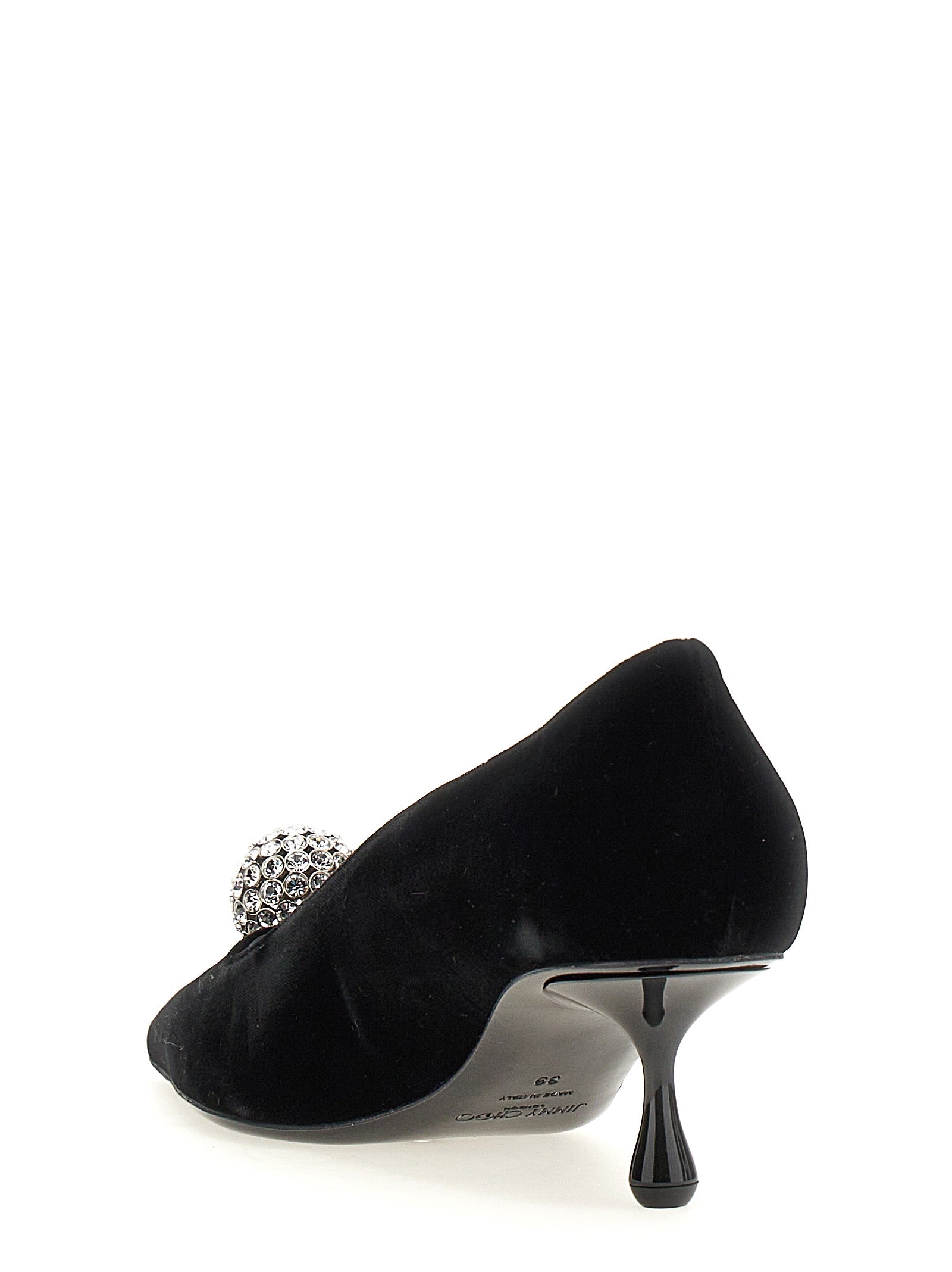 Step into unparalleled elegance with Jimmy Choo's Black Textile Mid Heel Pumps, where luxurious velvet and exquisite craftsmanship elevate your style for any occasion.