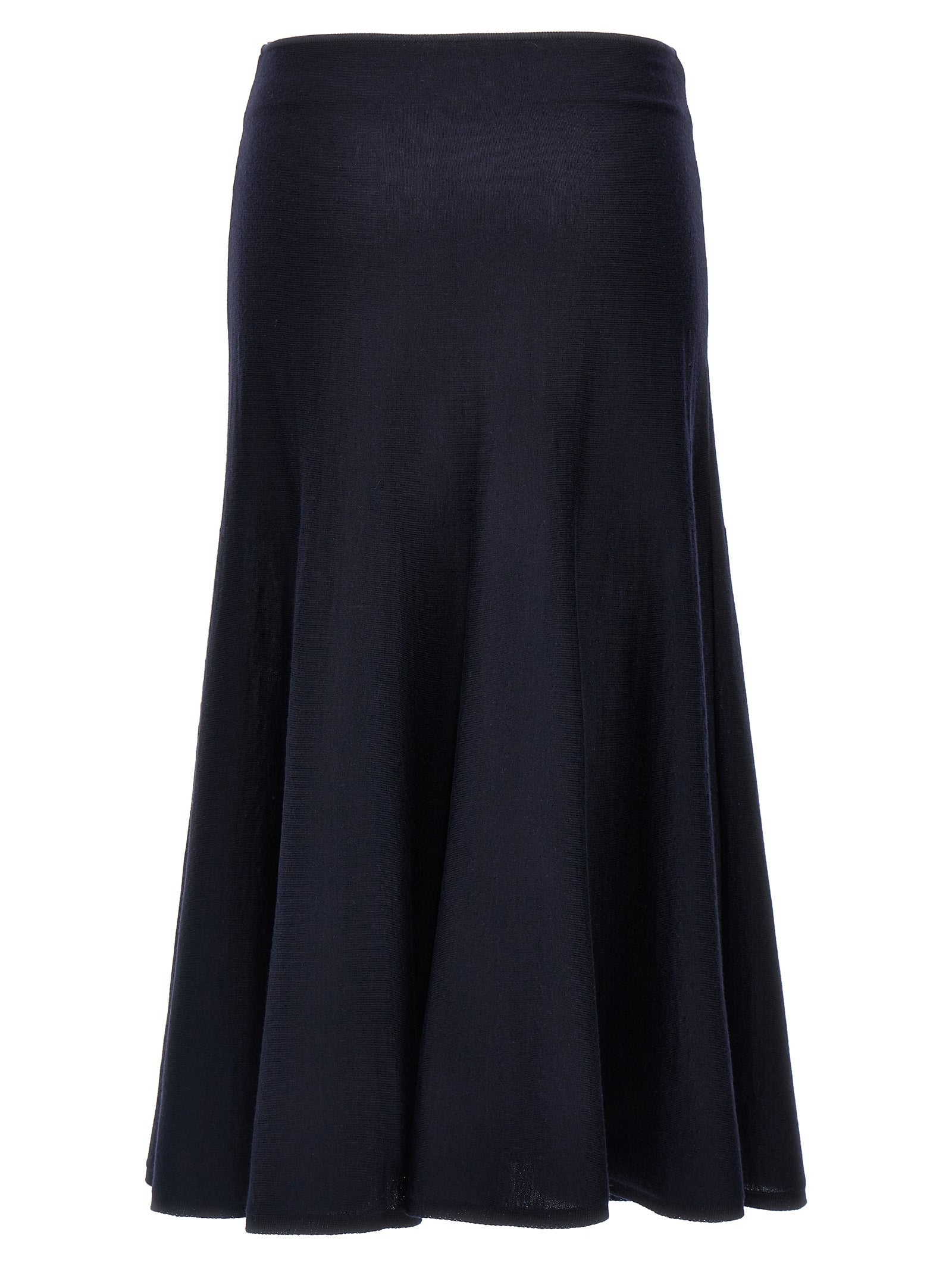 Elevate your wardrobe with KHAITE's Mayu blue wool midi skirt, a luxurious blend of Italian craftsmanship and elegance, perfect for any sophisticated occasion.