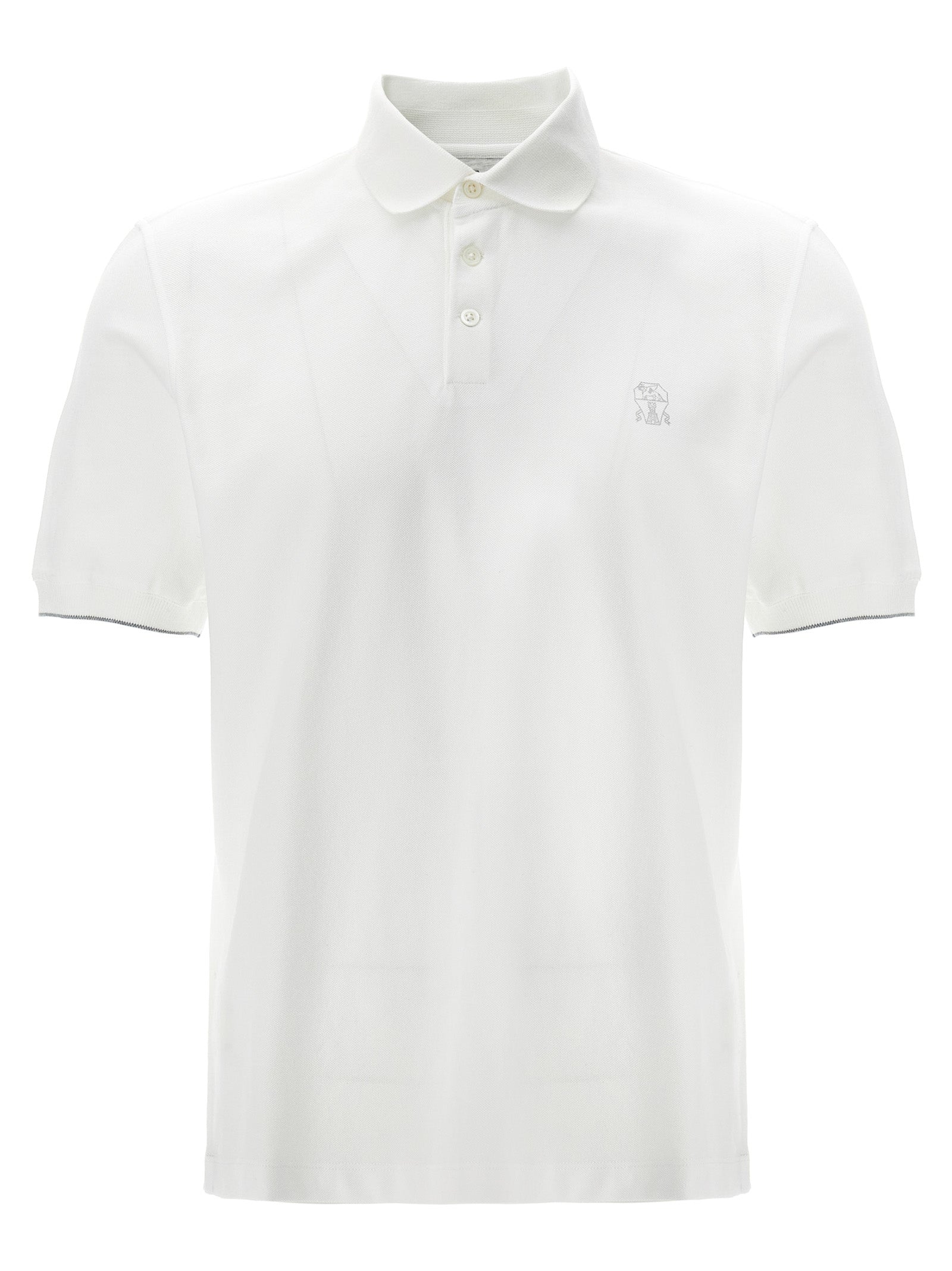 Brunello Cucinelli White Cotton Polo Shirt - Designer Elegance