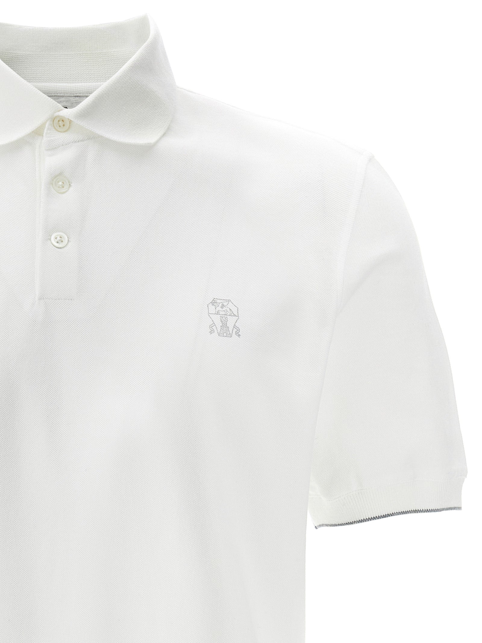Brunello Cucinelli White Cotton Polo Shirt – Artisanal Luxury