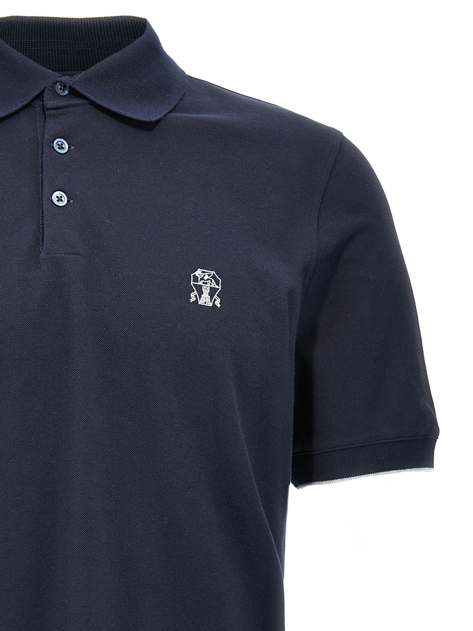 Brunello Cucinelli Blue Cotton Polo Shirt | Artisanal Luxury Wear