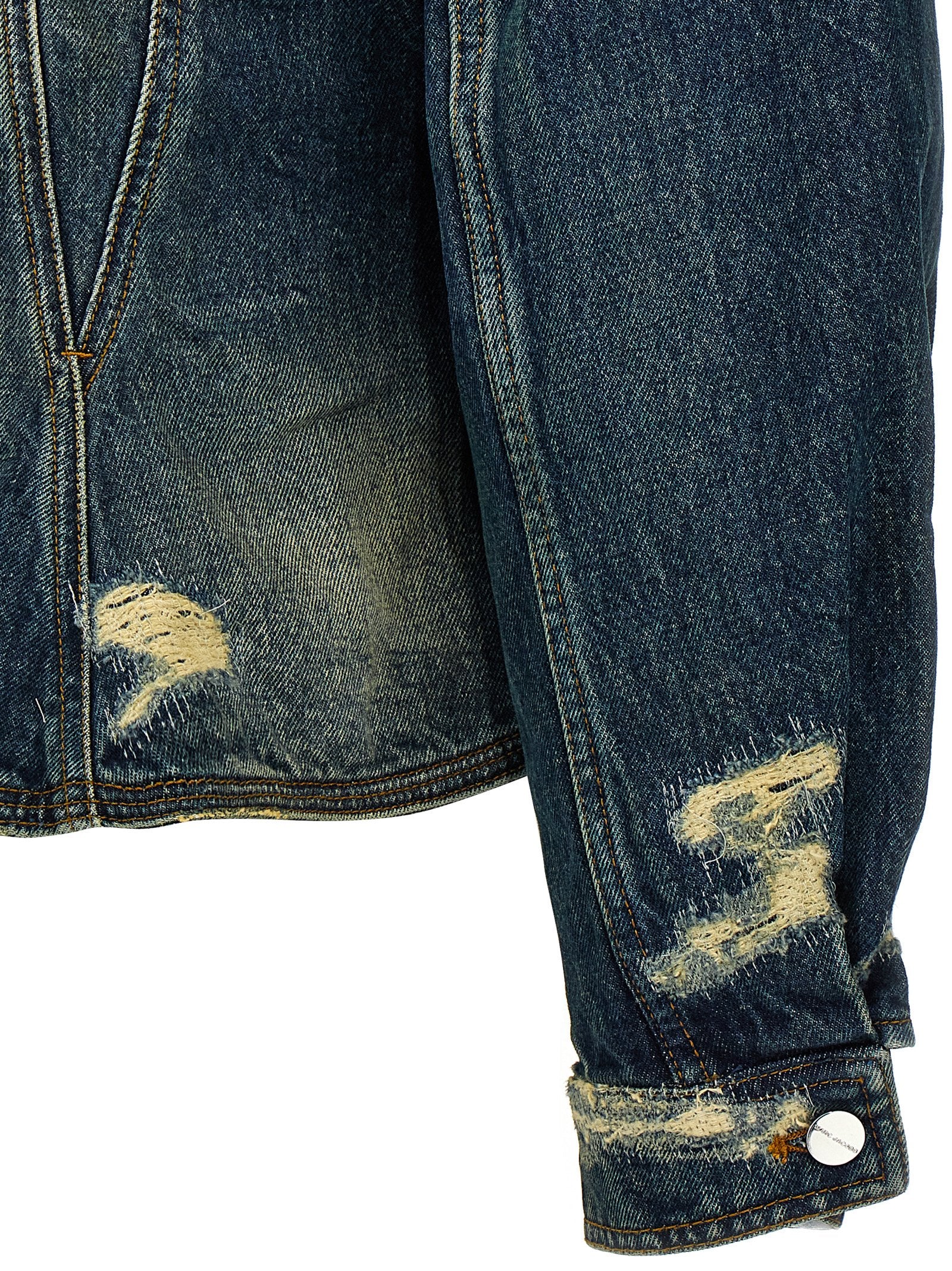 Elevate your wardrobe with the Marc Jacobs Blue Cotton Denim Jacket, a masterpiece of edgy design and luxurious craftsmanship, perfect for the discerning fashion rebel.