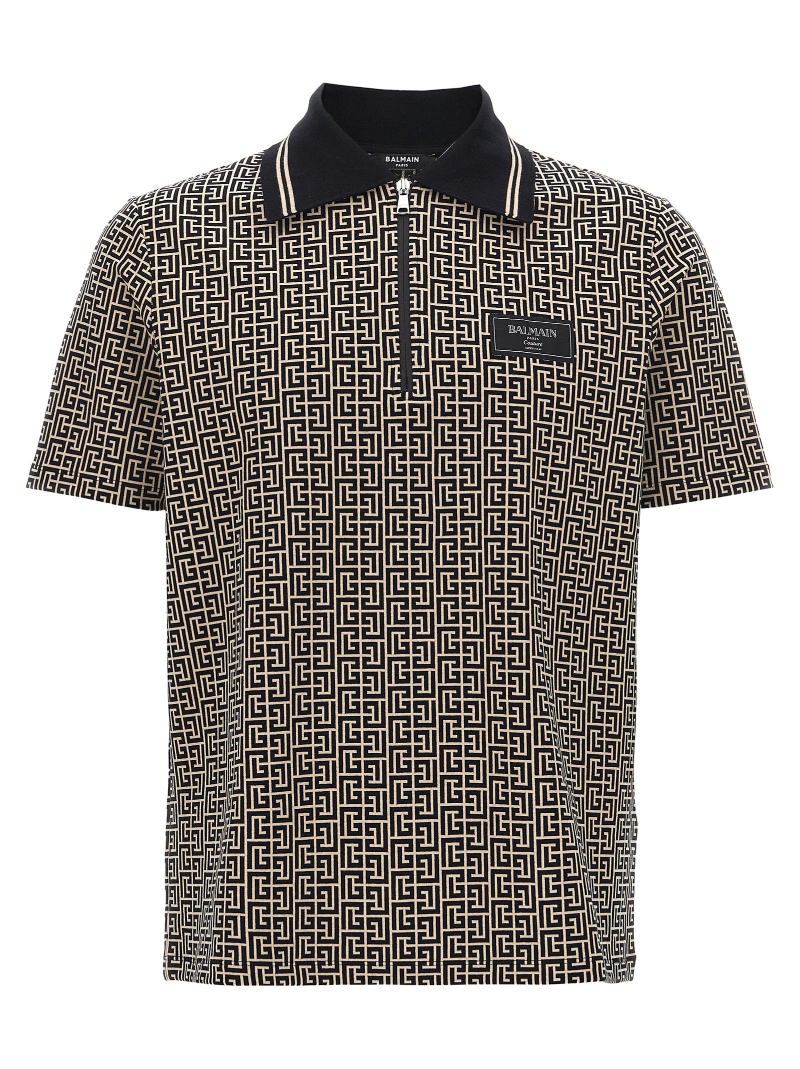 Elevate your wardrobe with the Balmain Bicolor Cotton Polo Shirt, a masterpiece of jacquard craftsmanship that embodies timeless luxury and modern sophistication.