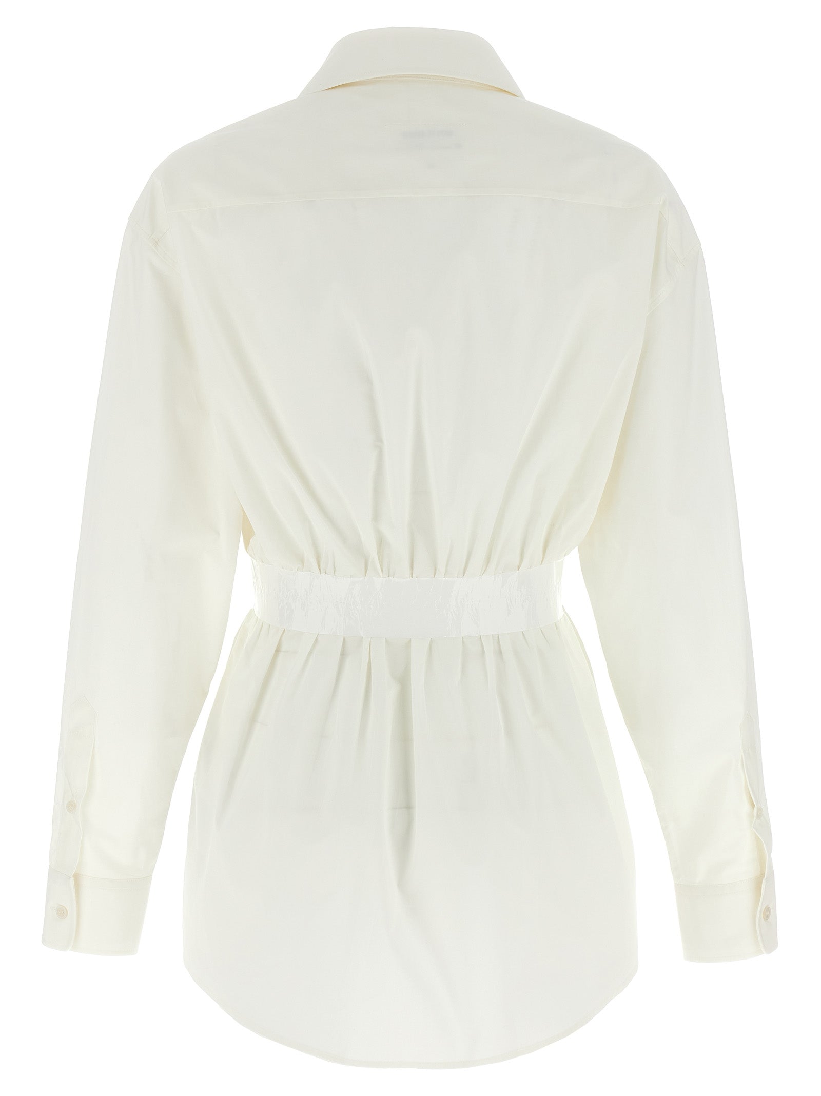 Elevate your wardrobe with the MM6 Maison Margiela White Cotton Blouse, a timeless piece of couture elegance crafted in Italy, perfect for sophisticated styling.