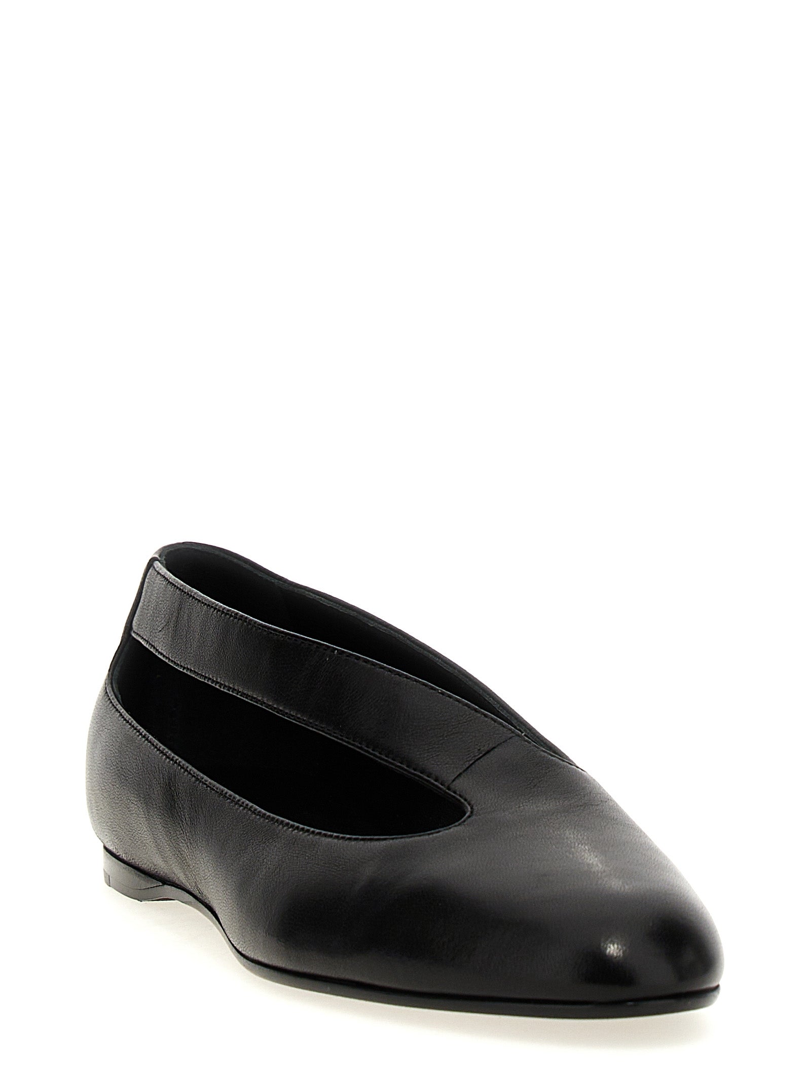 Experience the allure of Khaite's Black Lamb Leather Ballet Flats, where exquisite craftsmanship meets timeless elegance, perfect for the discerning fashion connoisseur.