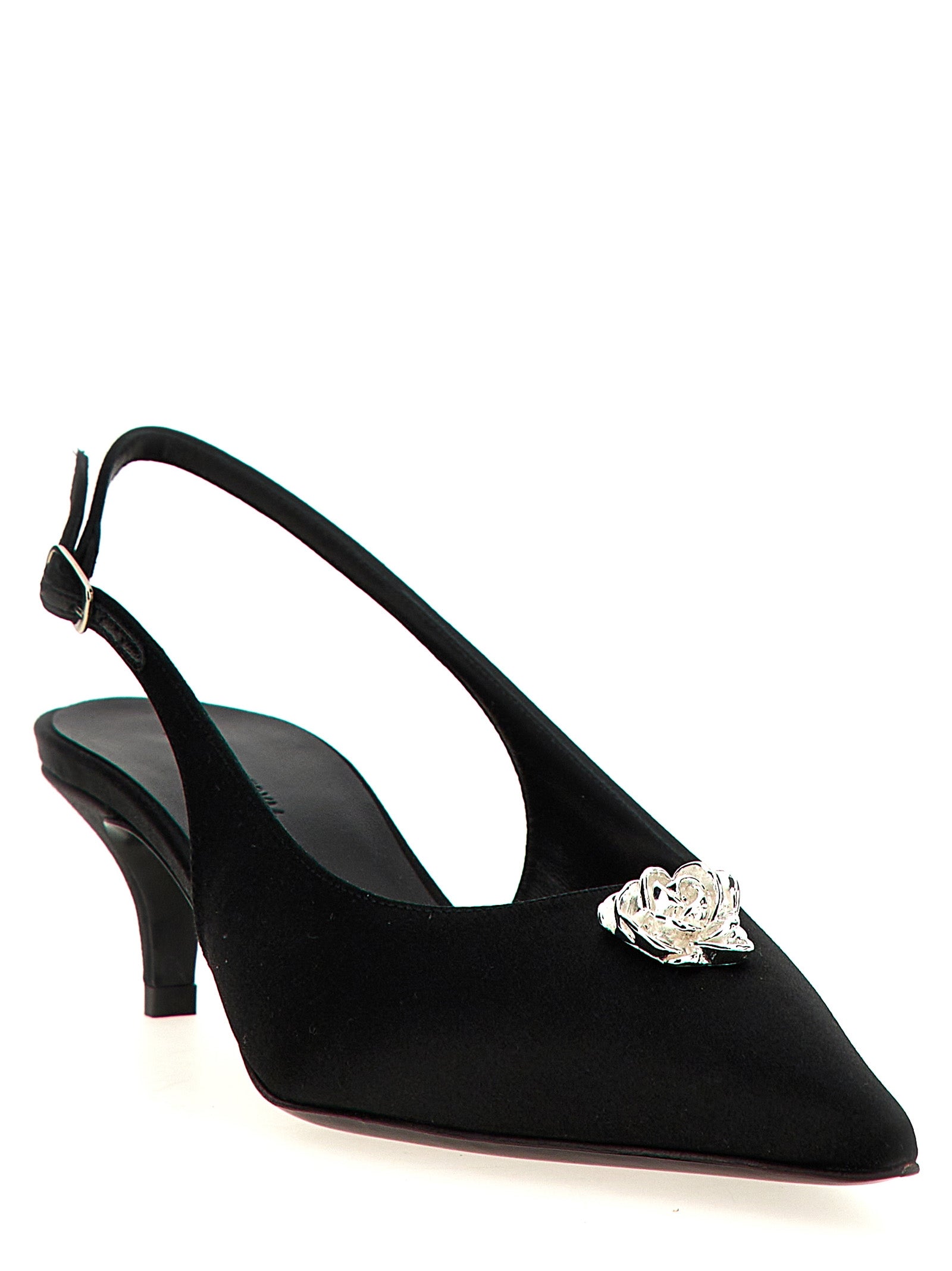 Experience unparalleled elegance with Magda Butrym's Black Silk Mid Heel Pumps, where exquisite craftsmanship meets bold sophistication for the discerning connoisseur.