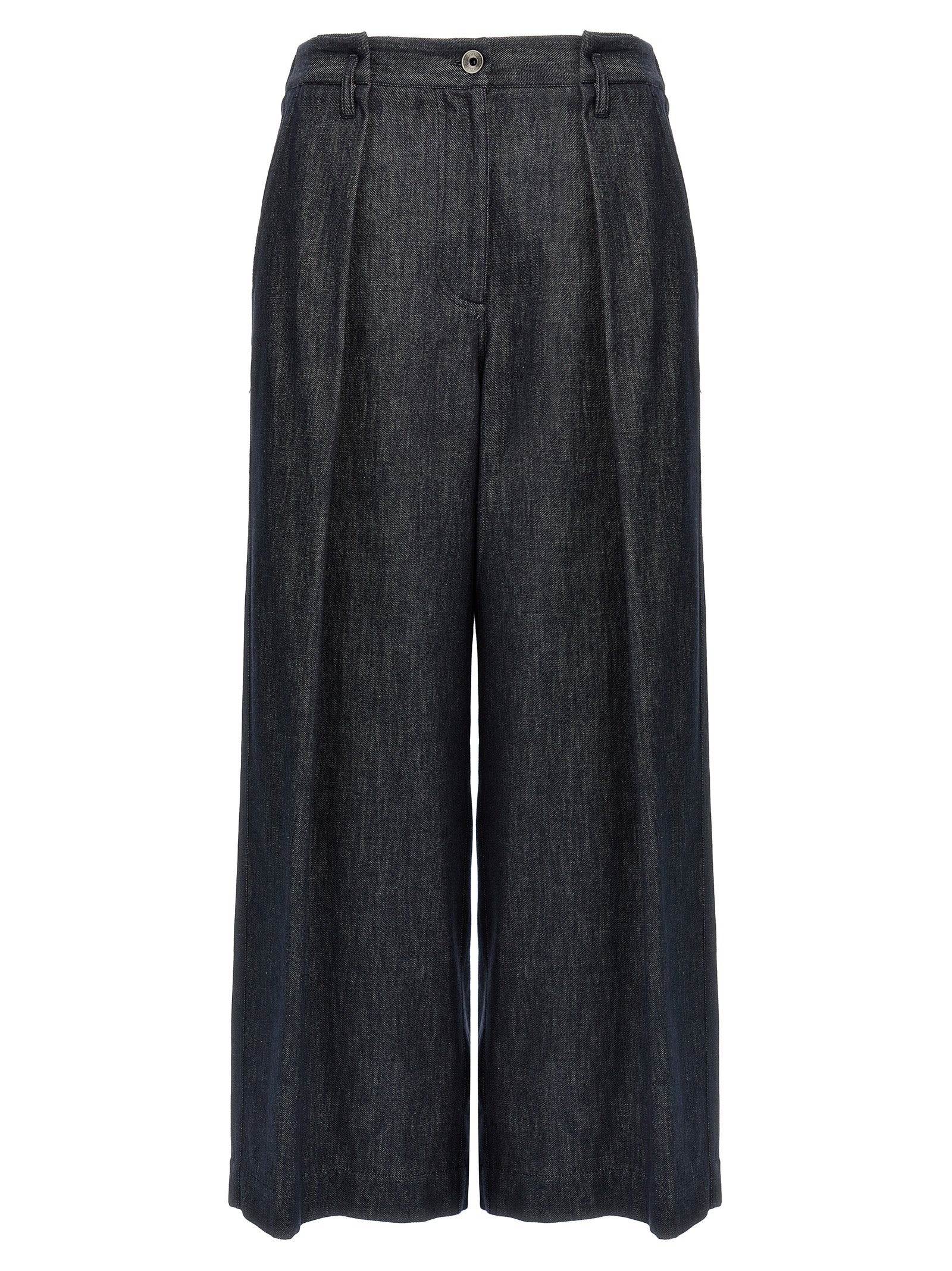 Brunello Cucinelli Blue Cotton A-Line Palazzo Pants Couture