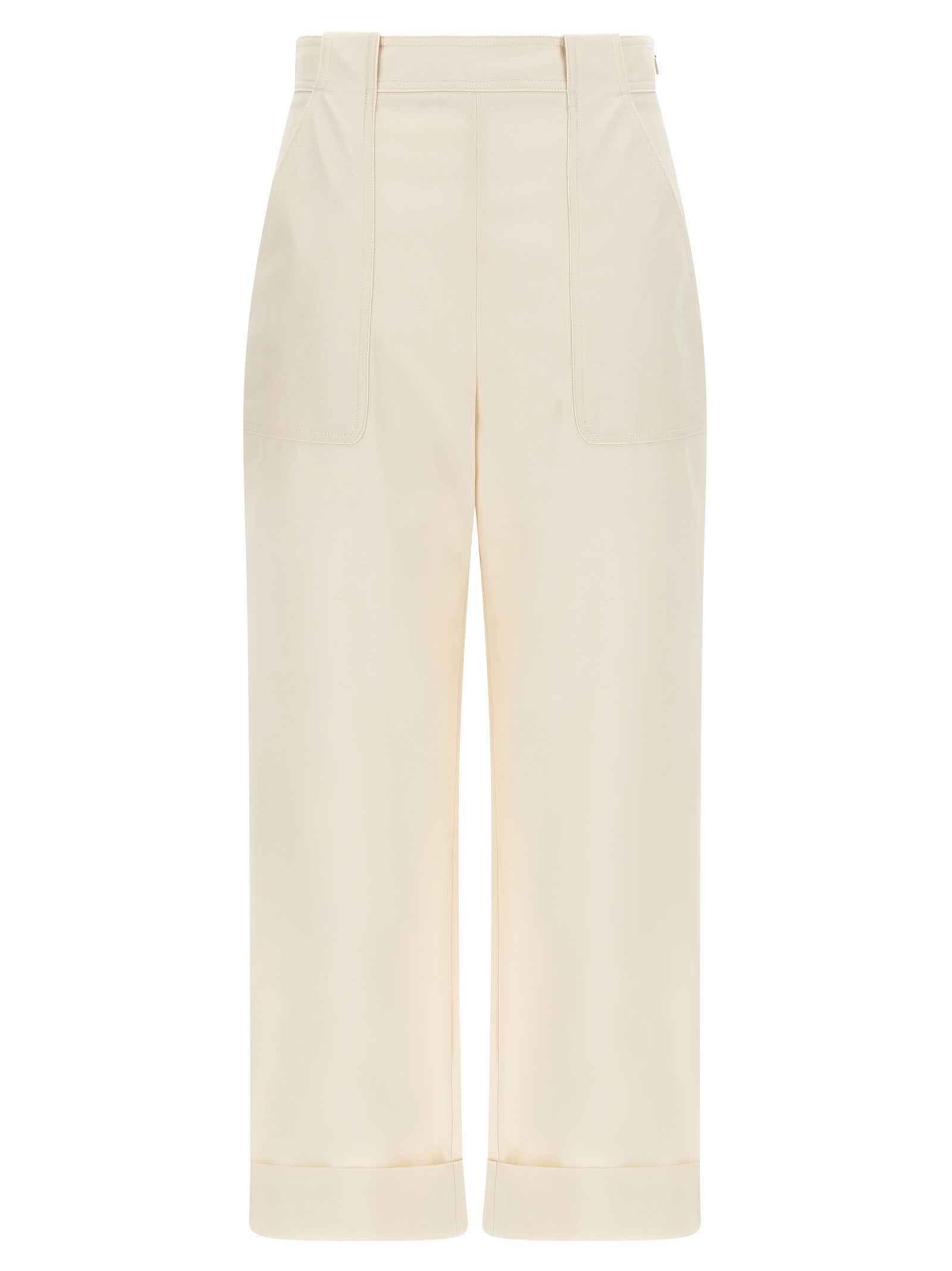 Max Mara White Cotton Casual Pants - Couture Elegance in Luxury