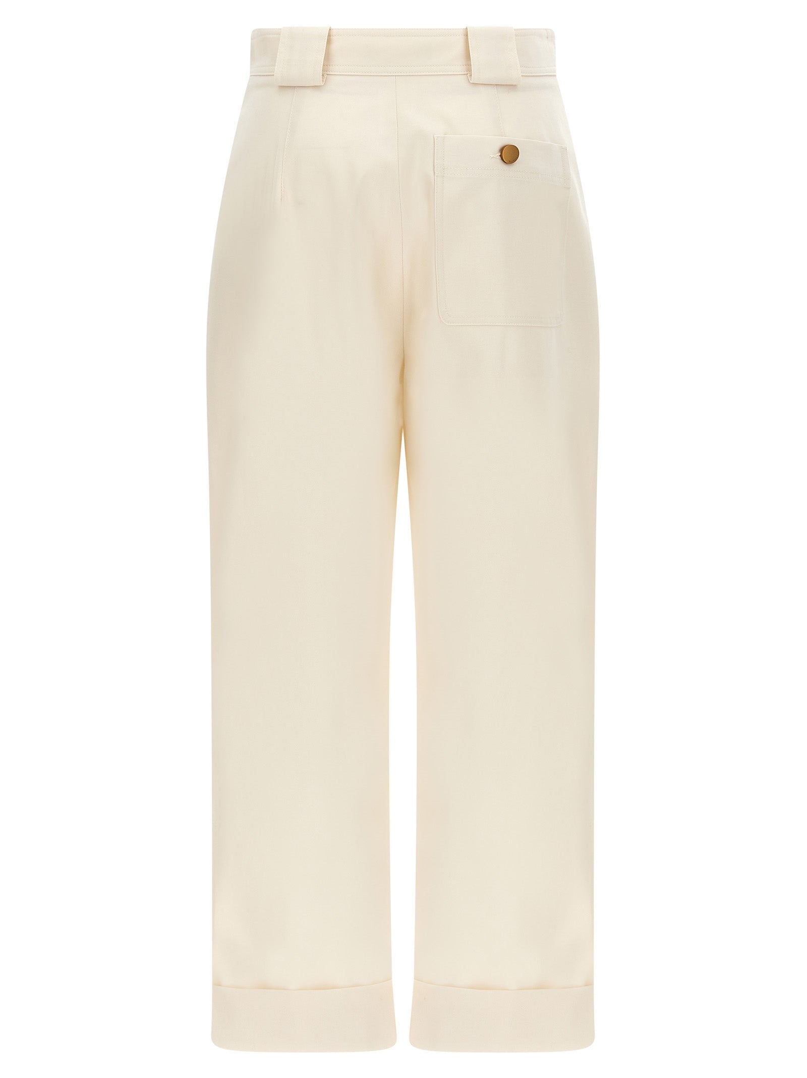 Max Mara White Cotton Casual Pants - Timeless Elegance in Couture