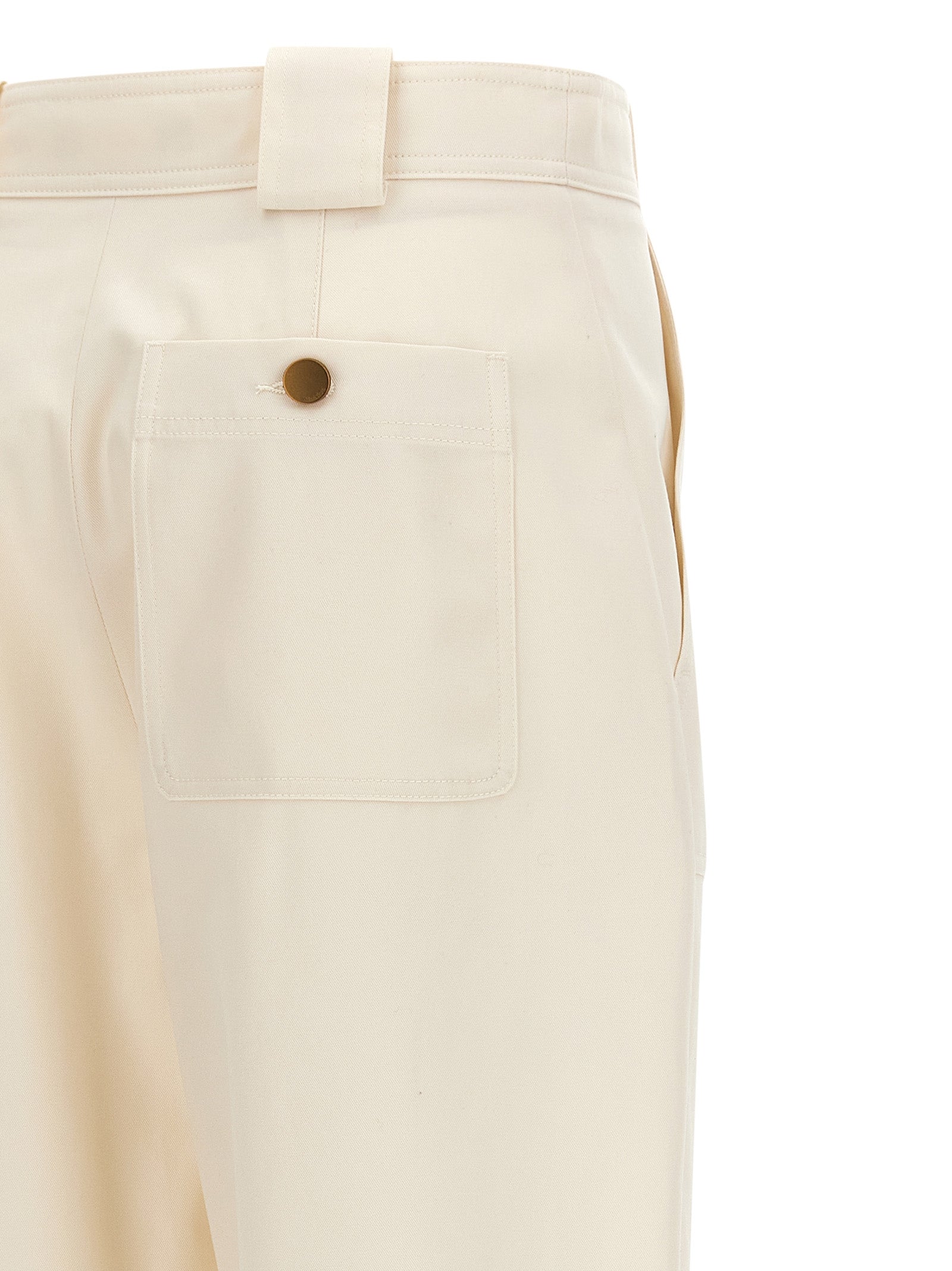 Max Mara White Cotton Casual Pants - Timeless Couture Elegance