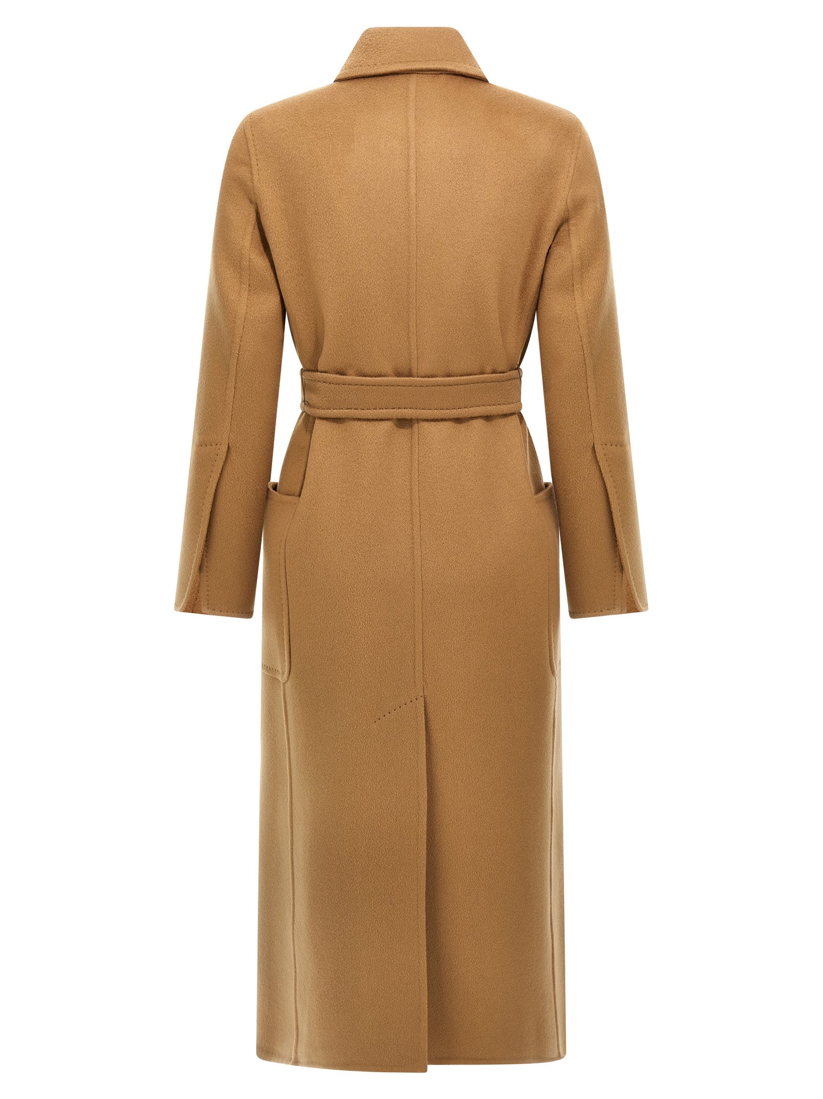 Experience the exquisite allure of the Max Mara Brown Cashmere Coat, crafted from sumptuous double cashmere, embodying luxury and sophistication for every occasion.