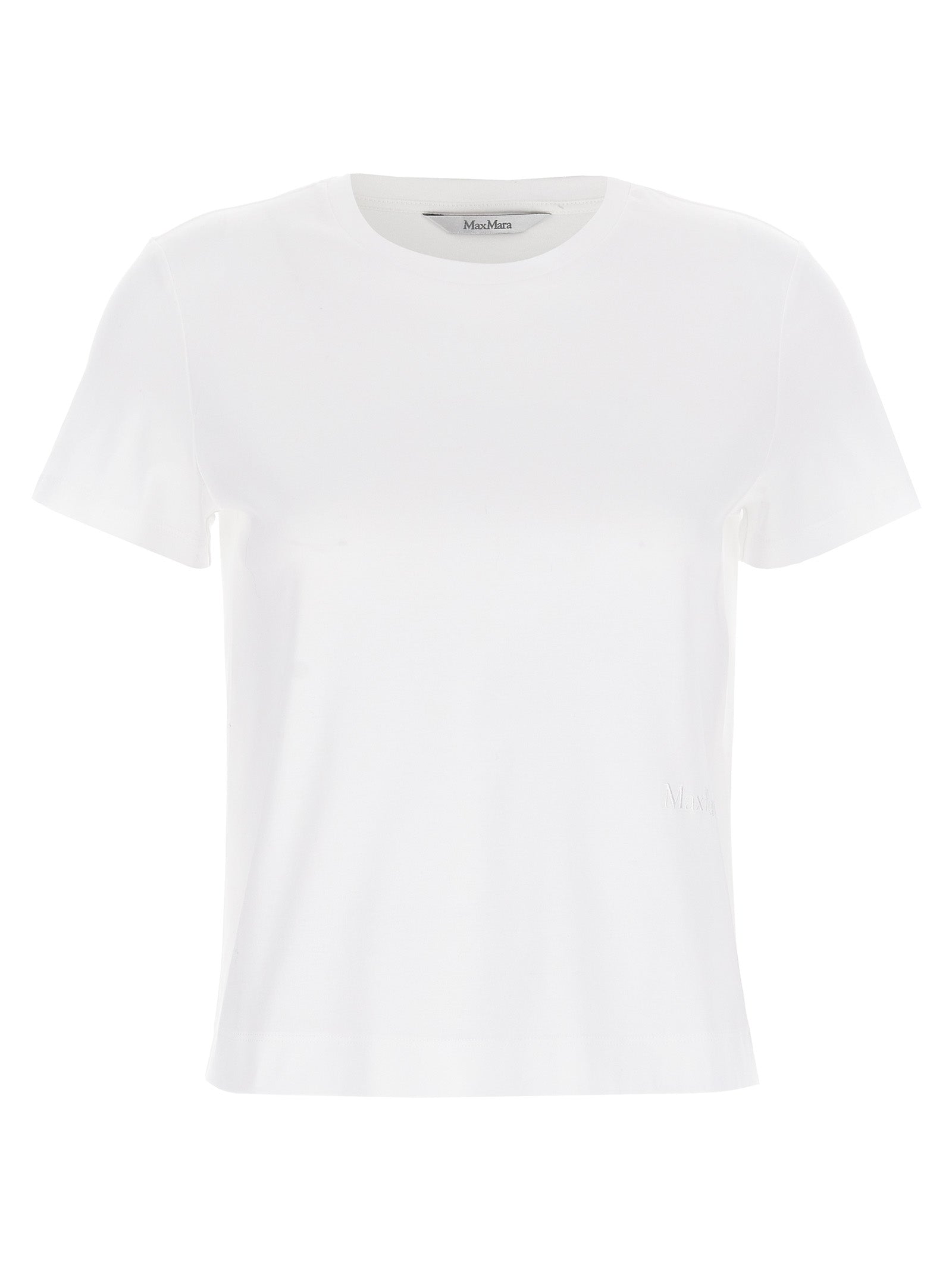 Discover the MAX MARA Nerina T-shirt, a luxurious cotton staple with refined logo embroidery, epitomizing timeless elegance for the discerning individual.