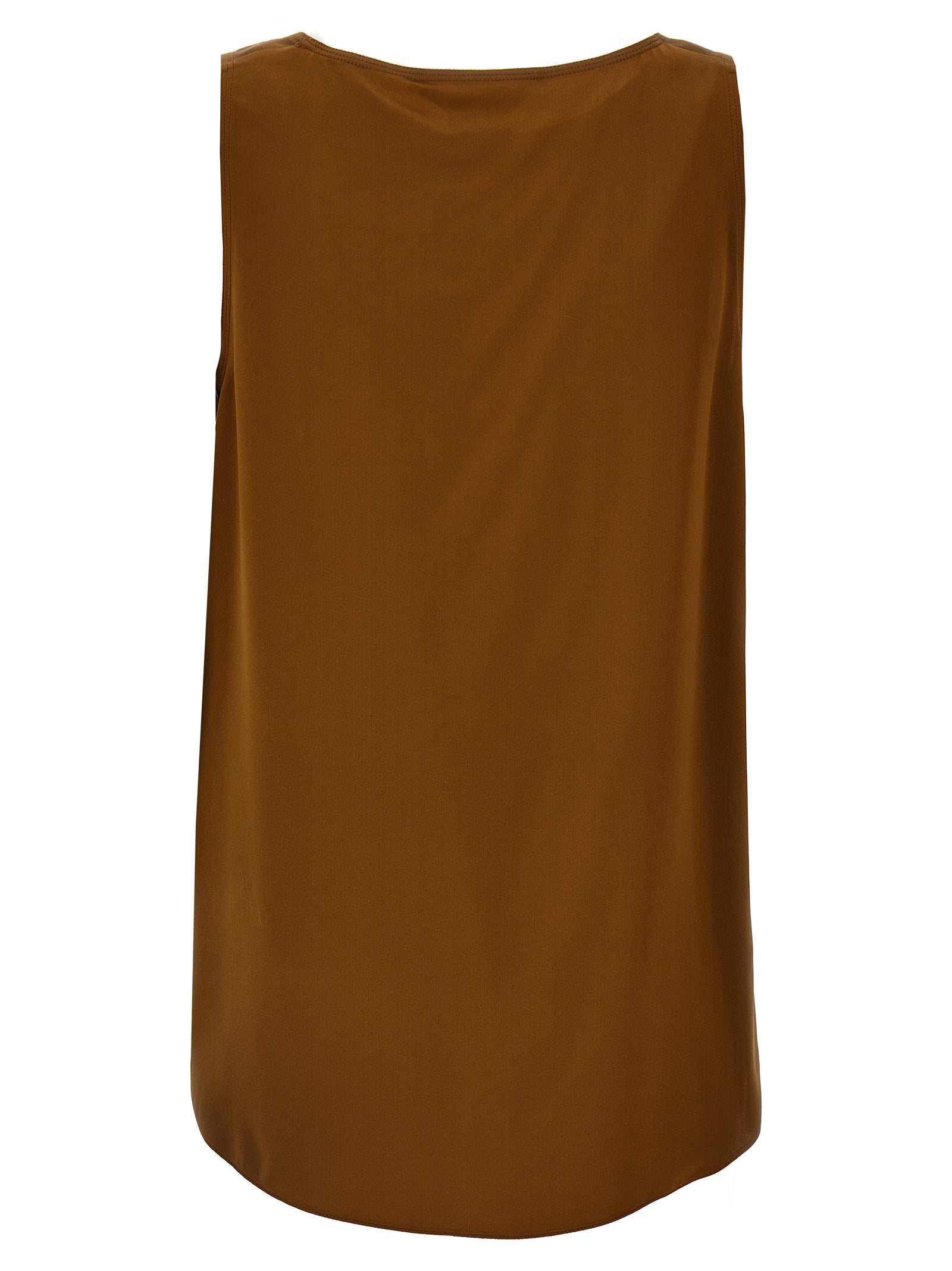 Discover the Max Mara Brown Silk Sleeveless T-Shirt, a masterpiece of Italian craftsmanship, blending timeless elegance with modern allure for the discerning connoisseur.