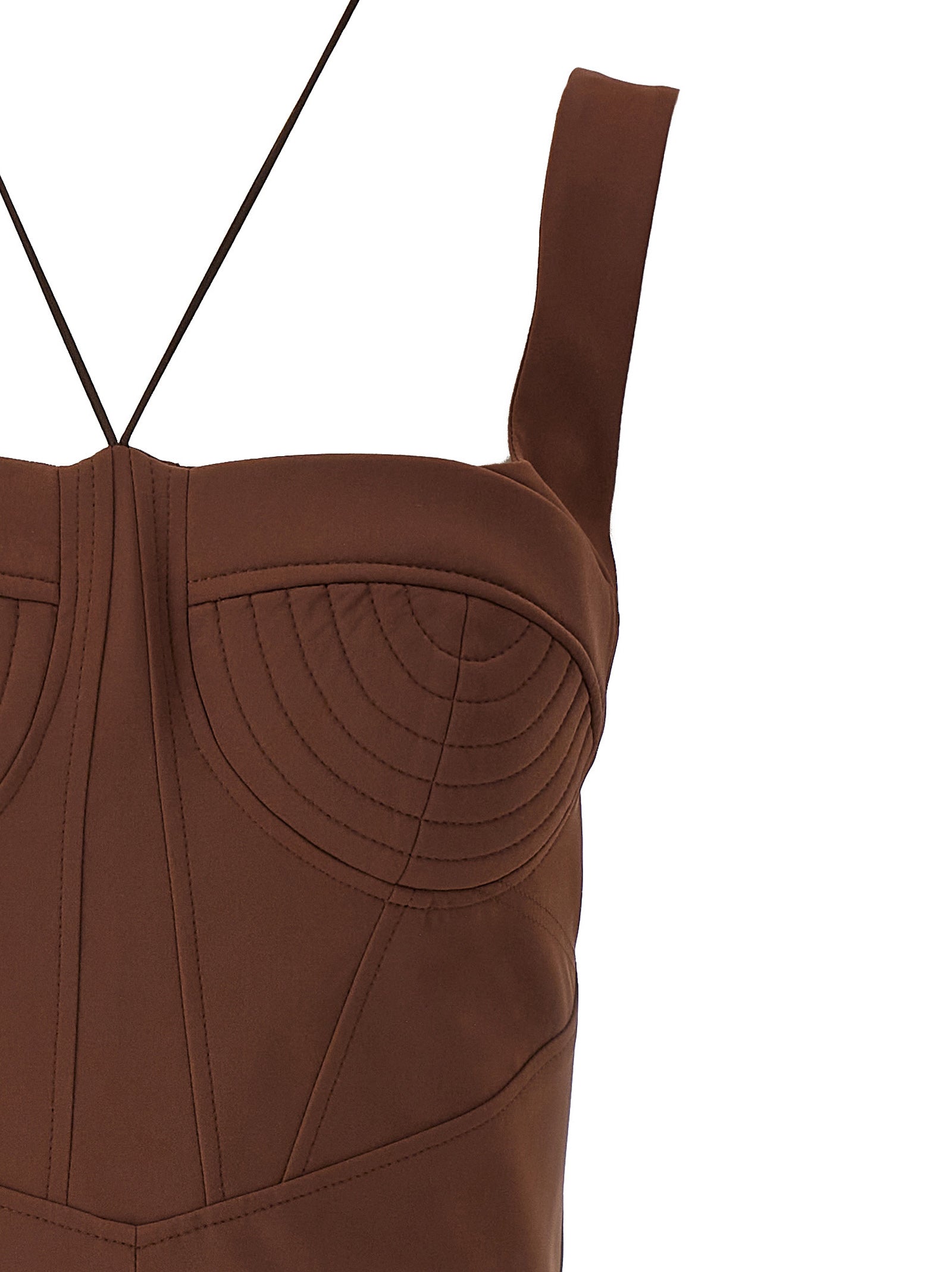 Indulge in the Nensi Dojaka Brown Polyamide Short Dress, where exquisite craftsmanship meets luxurious allure, perfect for those who command elegance and sophistication.