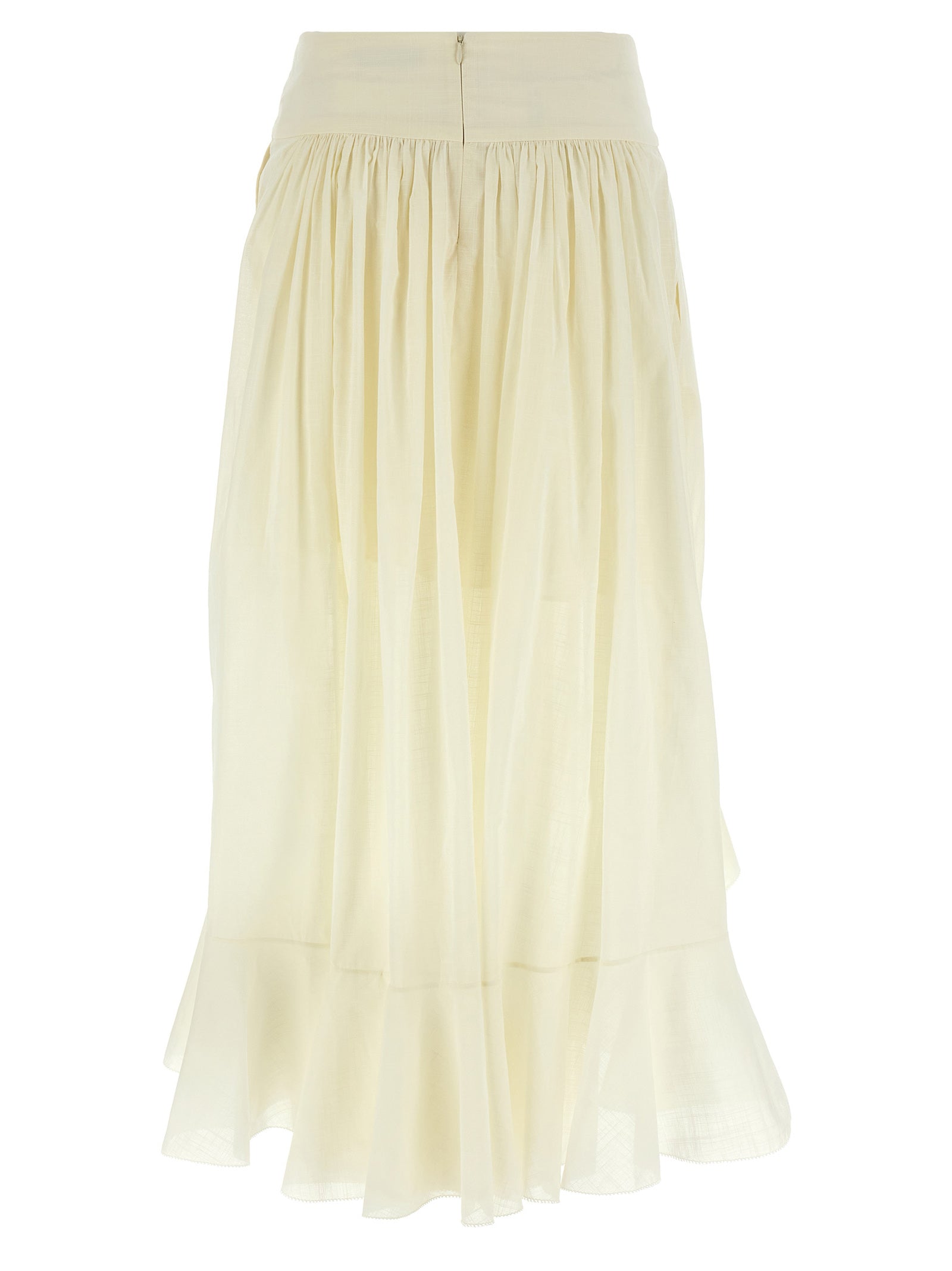 Elevate your elegance with the Zimmermann Acacia Ruffle Mini Skirt, crafted from luxurious cotton in Portugal, perfect for sophisticated summer soirées.