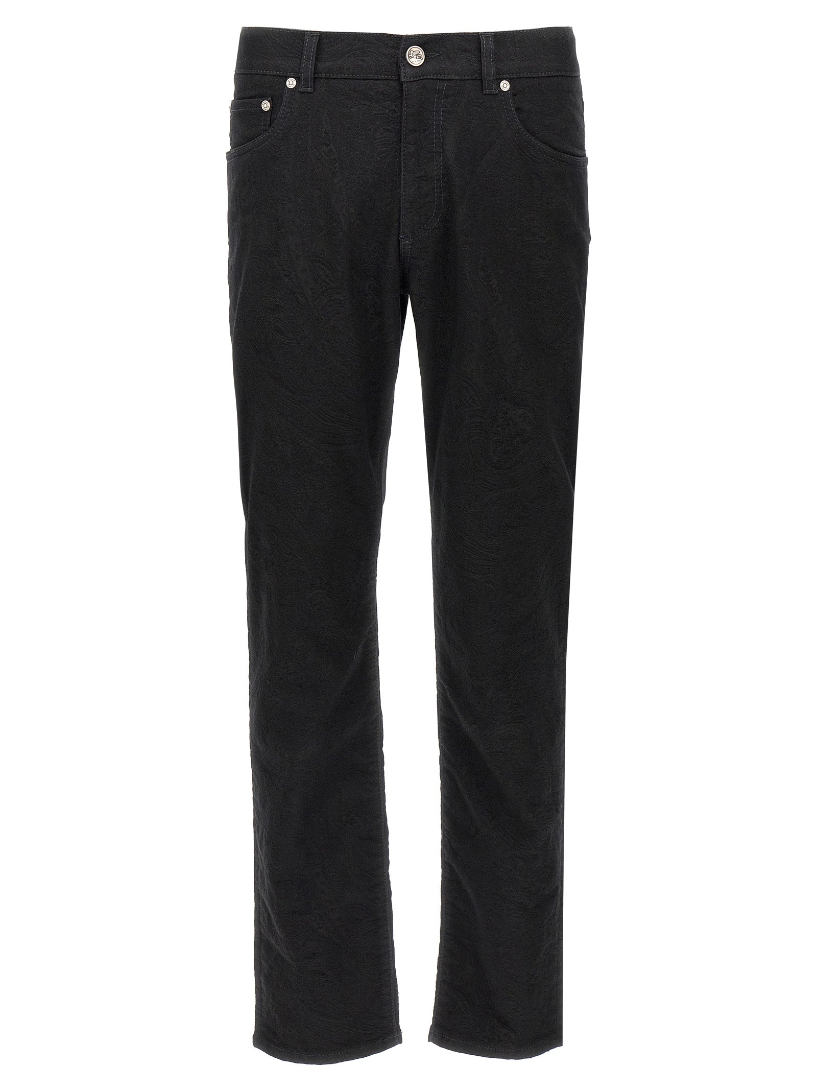 Elevate your style with Etro's black cotton jeans, a luxurious blend of sophistication and comfort, perfect for those who embody elegance and prestige.