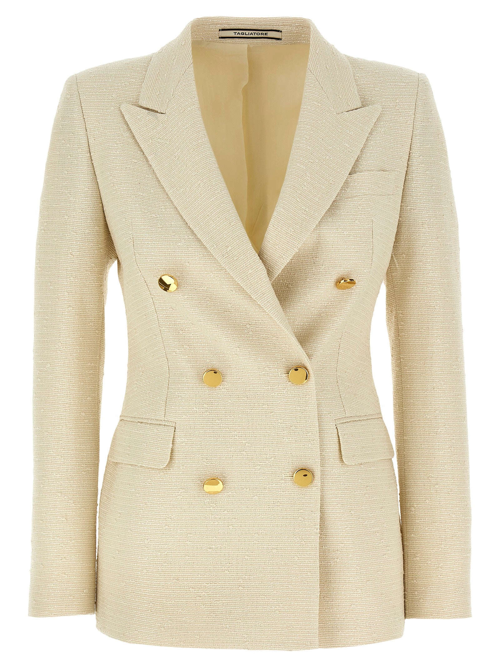 Elevate your wardrobe with the Tagliatore Beige Cotton Blazer, a masterpiece of artisanal couture blending luxury and sophistication for timeless allure.