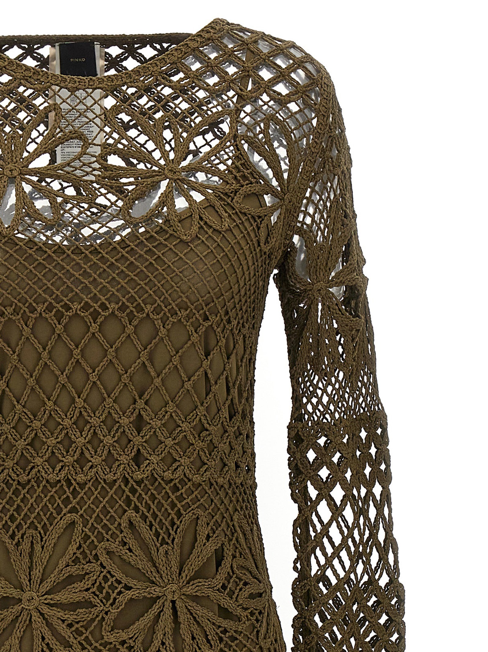 Elevate your elegance with the PINKO Bicolor Viscose Midi Dress, crafted from luxurious viscose and polyamide, featuring exquisite crochet detailing for unforgettable moments.