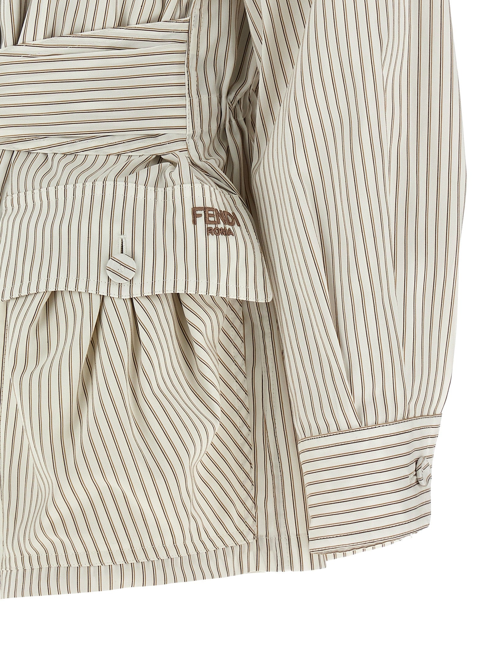 Discover the Fendi White Cotton Shell Jacket, a luxurious blend of cotton and silk, embodying artisanal elegance and sophisticated style for the discerning individual.