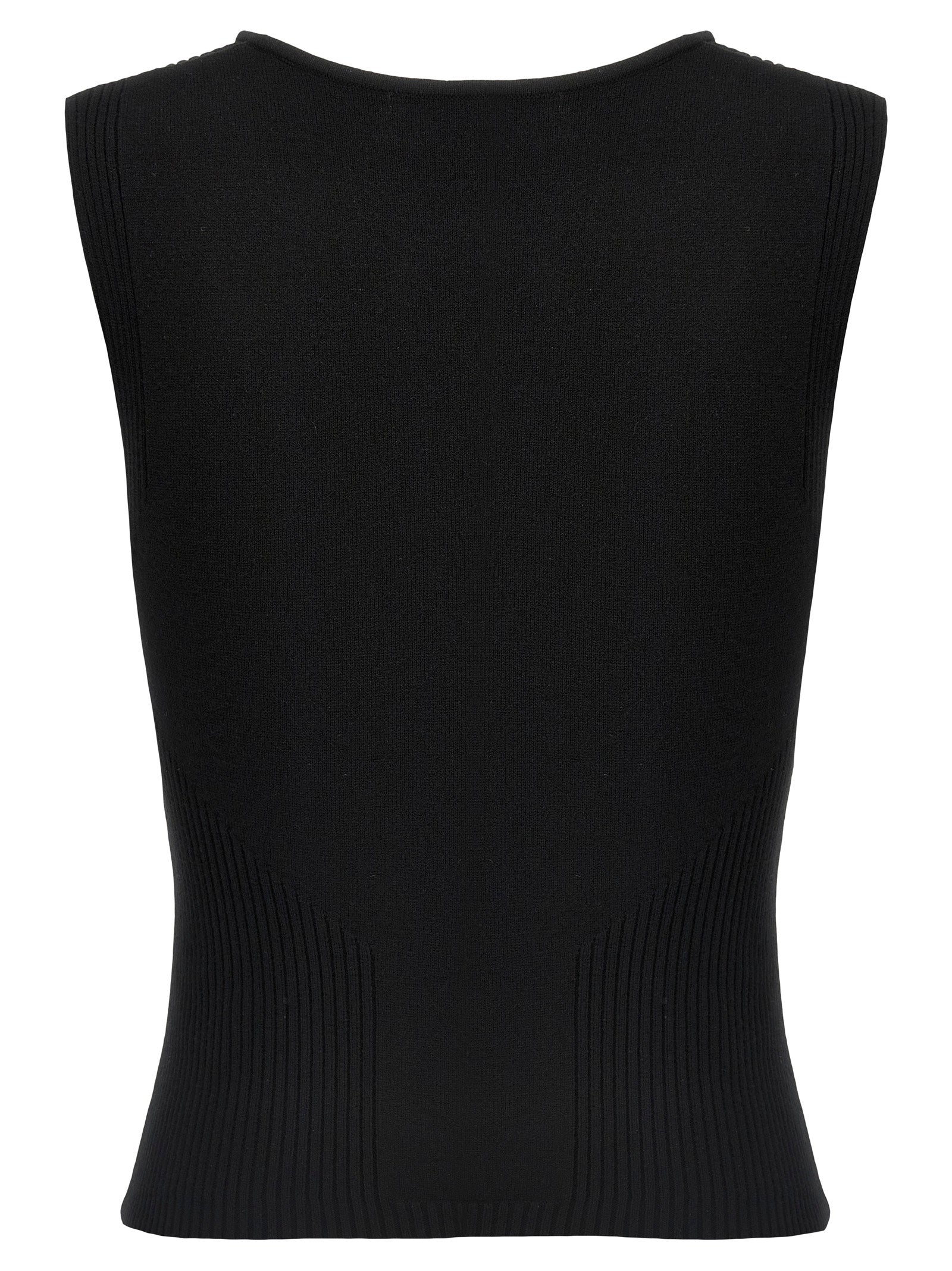 Elevate your wardrobe with the Marine Serre Black Viscose Tank Top, a luxurious blend of elegance and innovation, crafted to embody sophistication and allure.