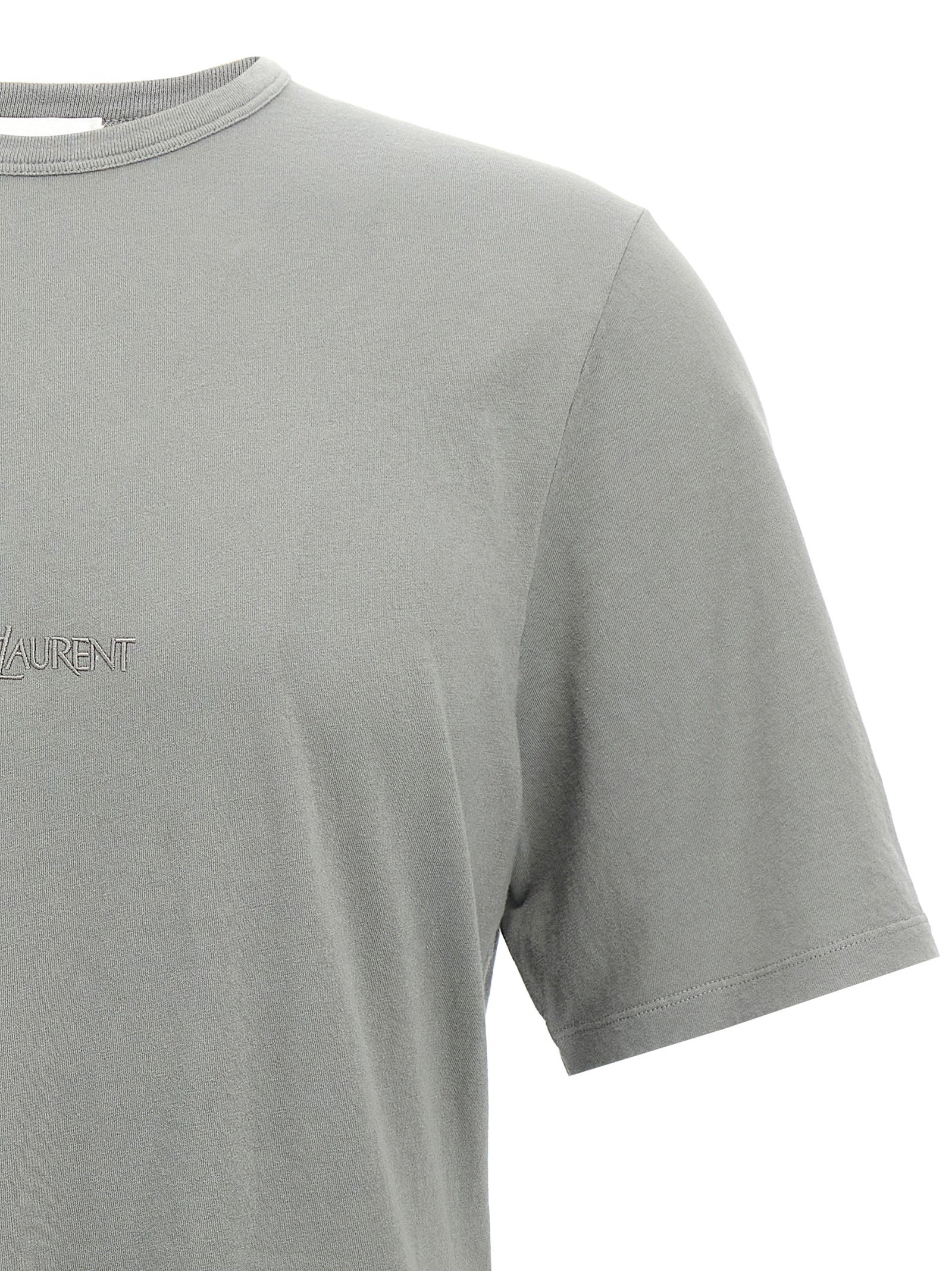 Saint Laurent Gray Cotton T-Shirt