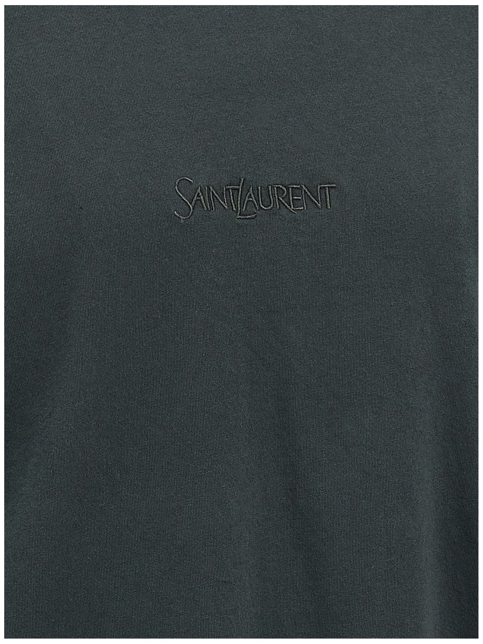 Elevate your wardrobe with the Saint Laurent Black Cotton T-Shirt, a luxurious essential crafted in Italy, embodying timeless elegance and refined sophistication.