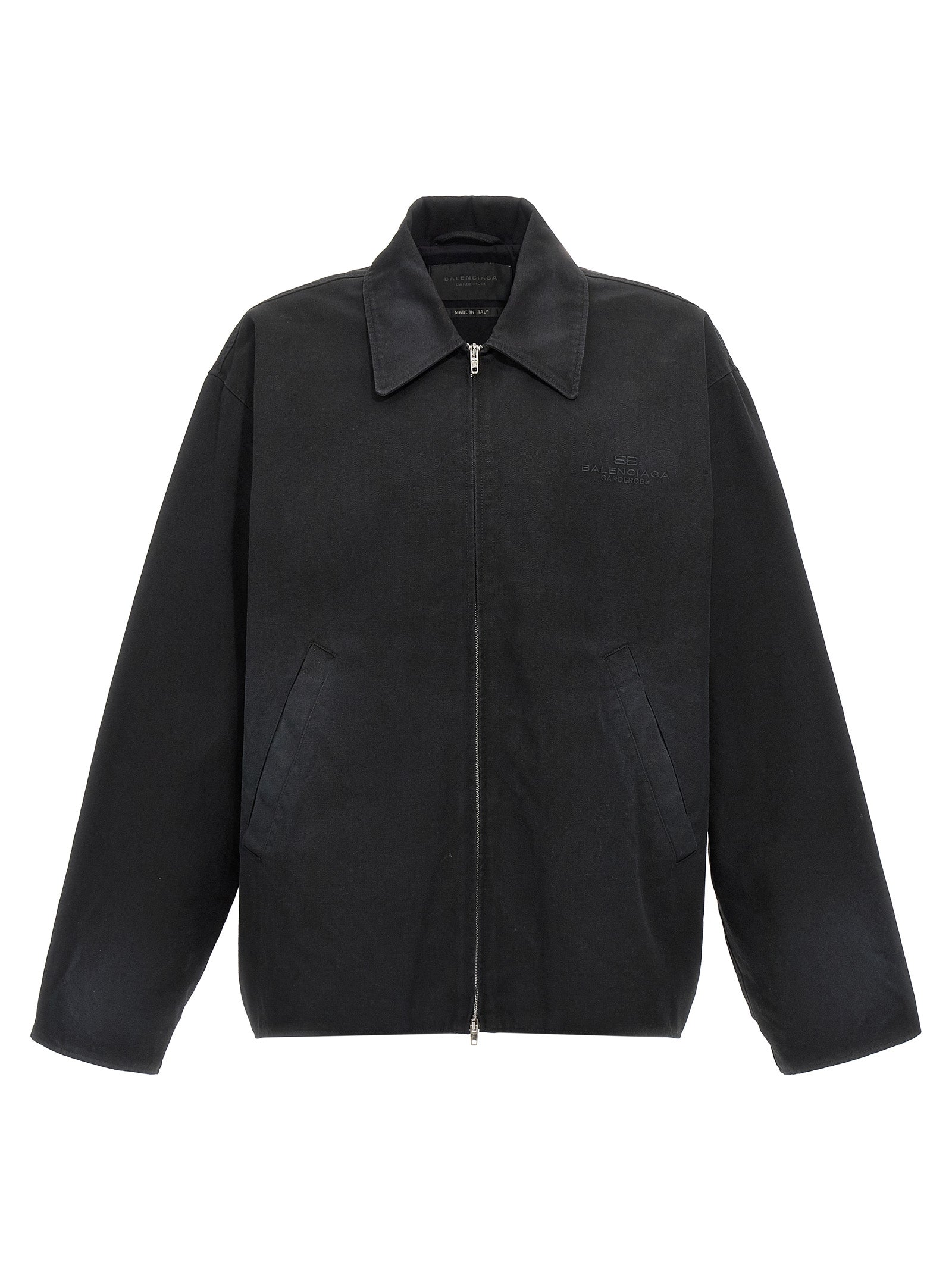 Balenciaga Black Cotton Full-Length Jacket, Designer Couture Elegance