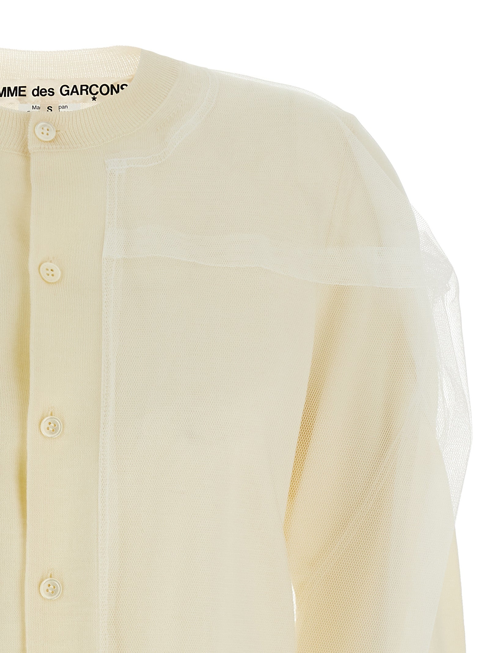 Comme Des Garçons White Wool Cardigan - Artisanal Luxury Fashion