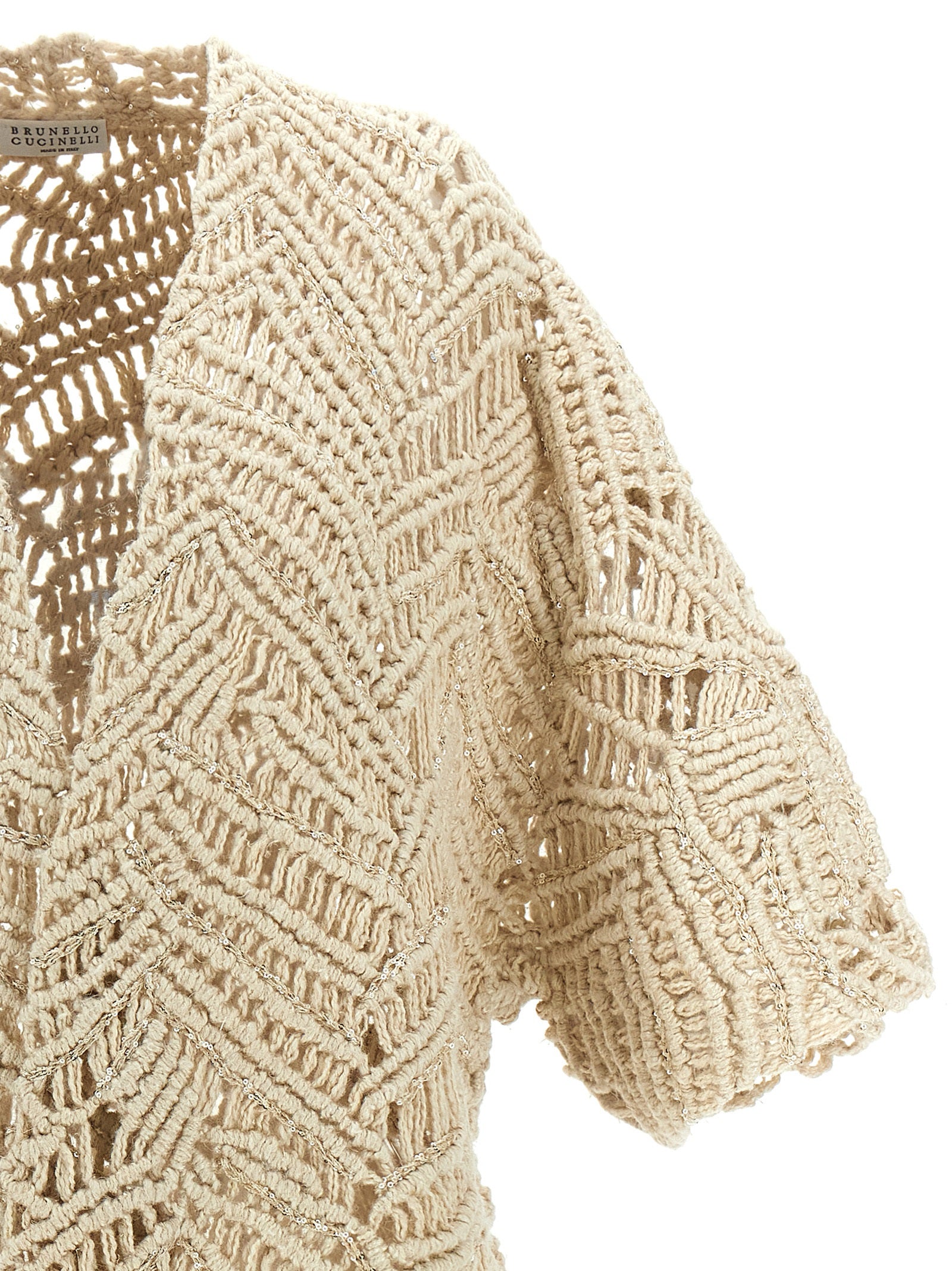 Brunello Cucinelli Beige Silk Cardigan - Artisanal Luxury Elegance