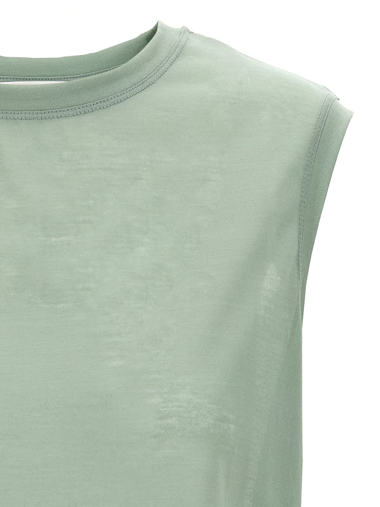 Elevate your wardrobe with the Victoria Beckham Bicolor Cotton Sleeveless T-Shirt, a luxurious blend of comfort and sophistication, perfect for the discerning fashionista.