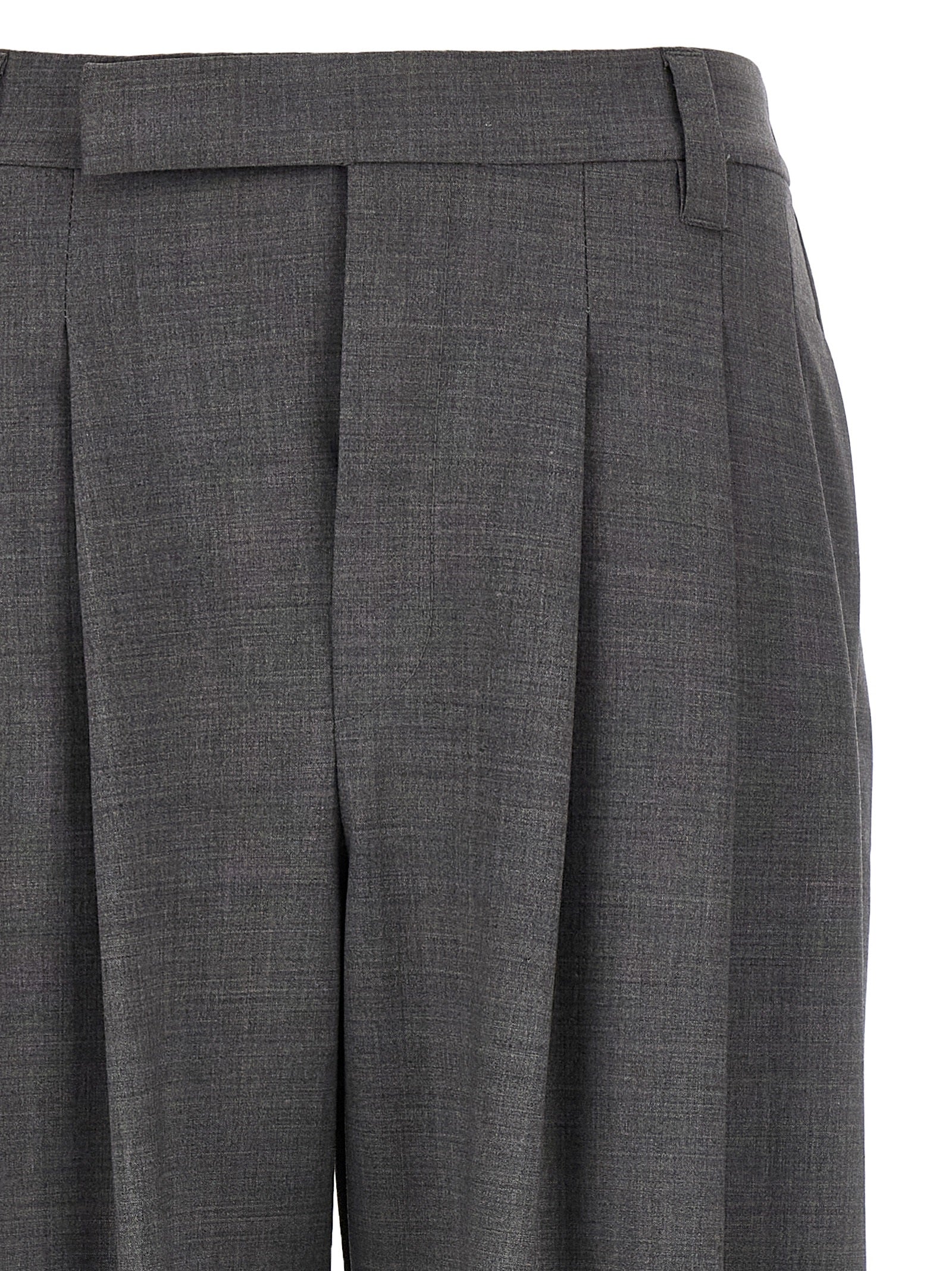 Brunello Cucinelli Gray Virgin Wool Casual Pants - Couture Elegance