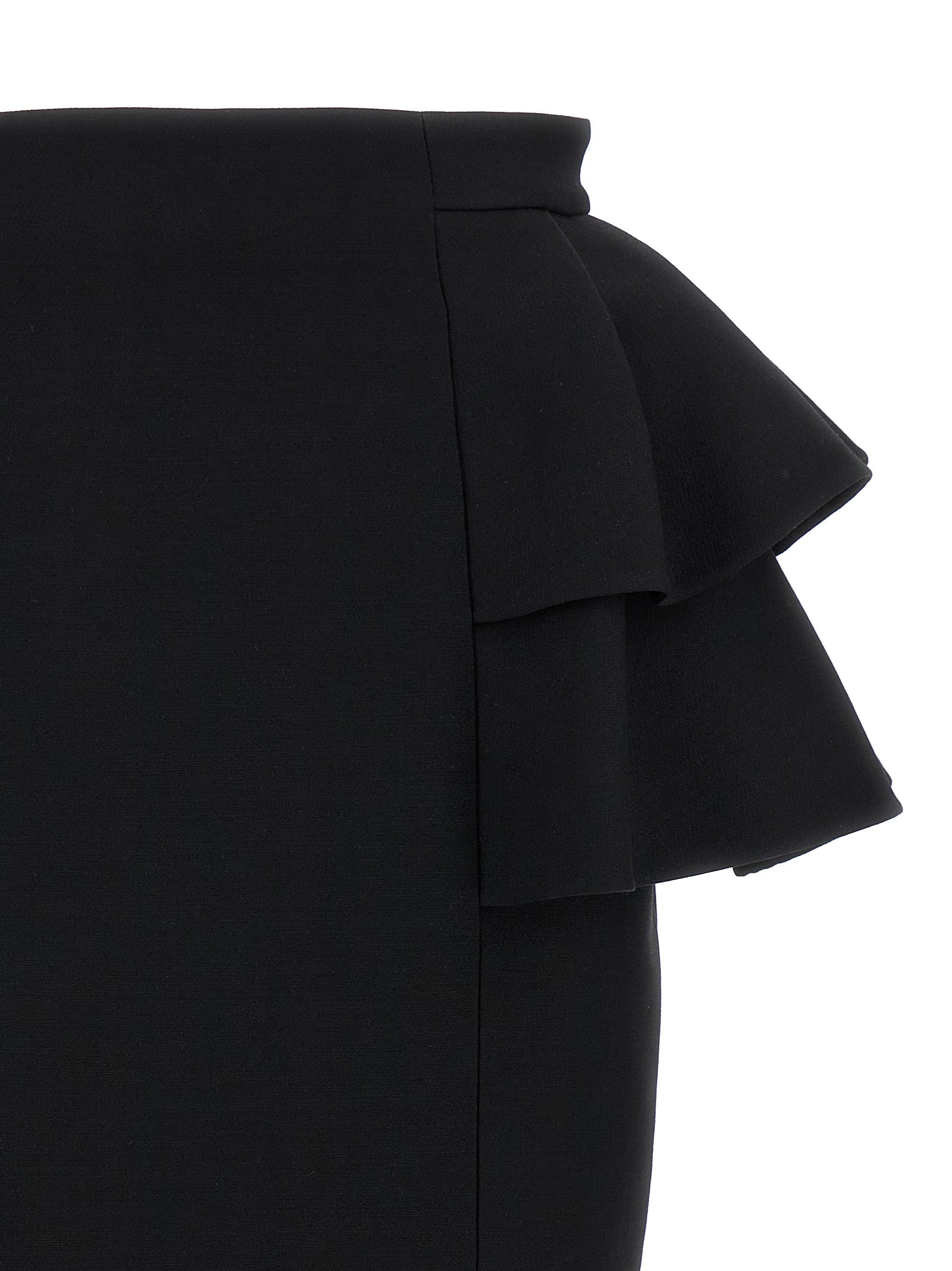 Indulge in the elegance of the Valentino Garavani Black Virgin Wool Midi Skirt, a luxurious blend of virgin wool and silk, crafted for timeless sophistication and effortless allure.