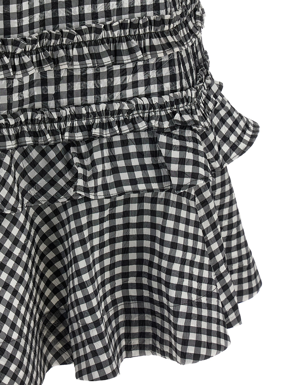 Ganni Crinkled Check Mini Dress - Effortless Luxe Elegance