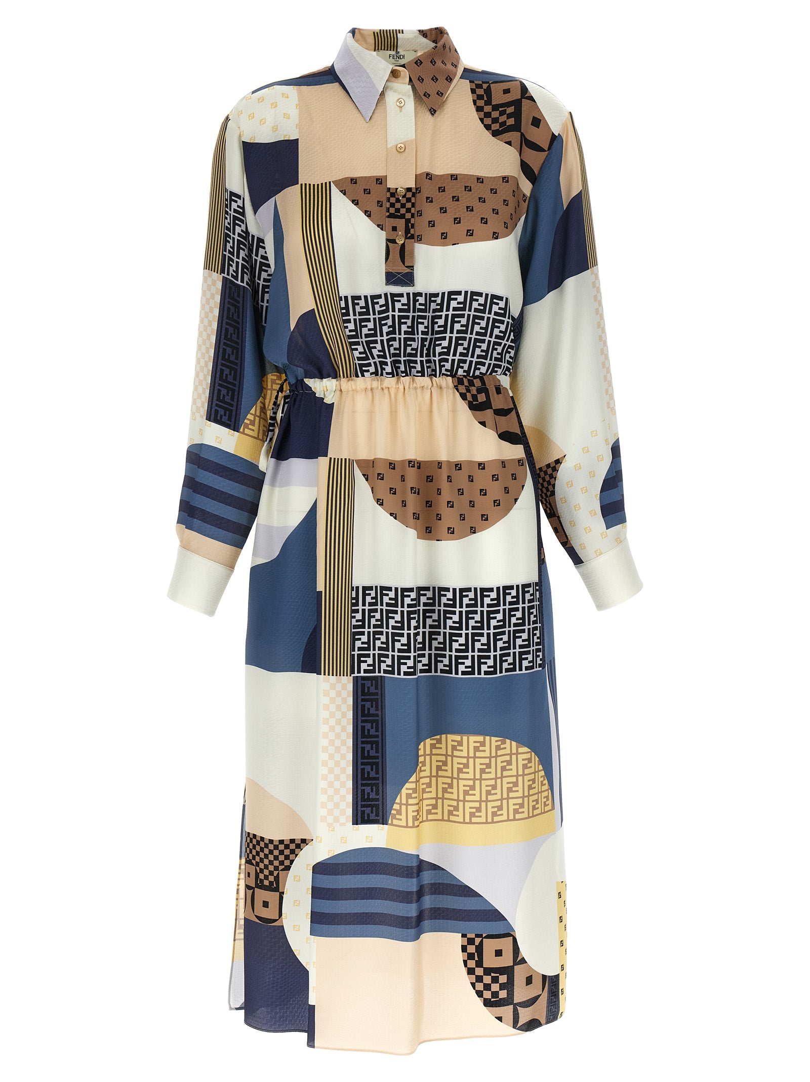 Fendi Multicolor Silk Midi Dress - Exquisite Haute Couture Elegance