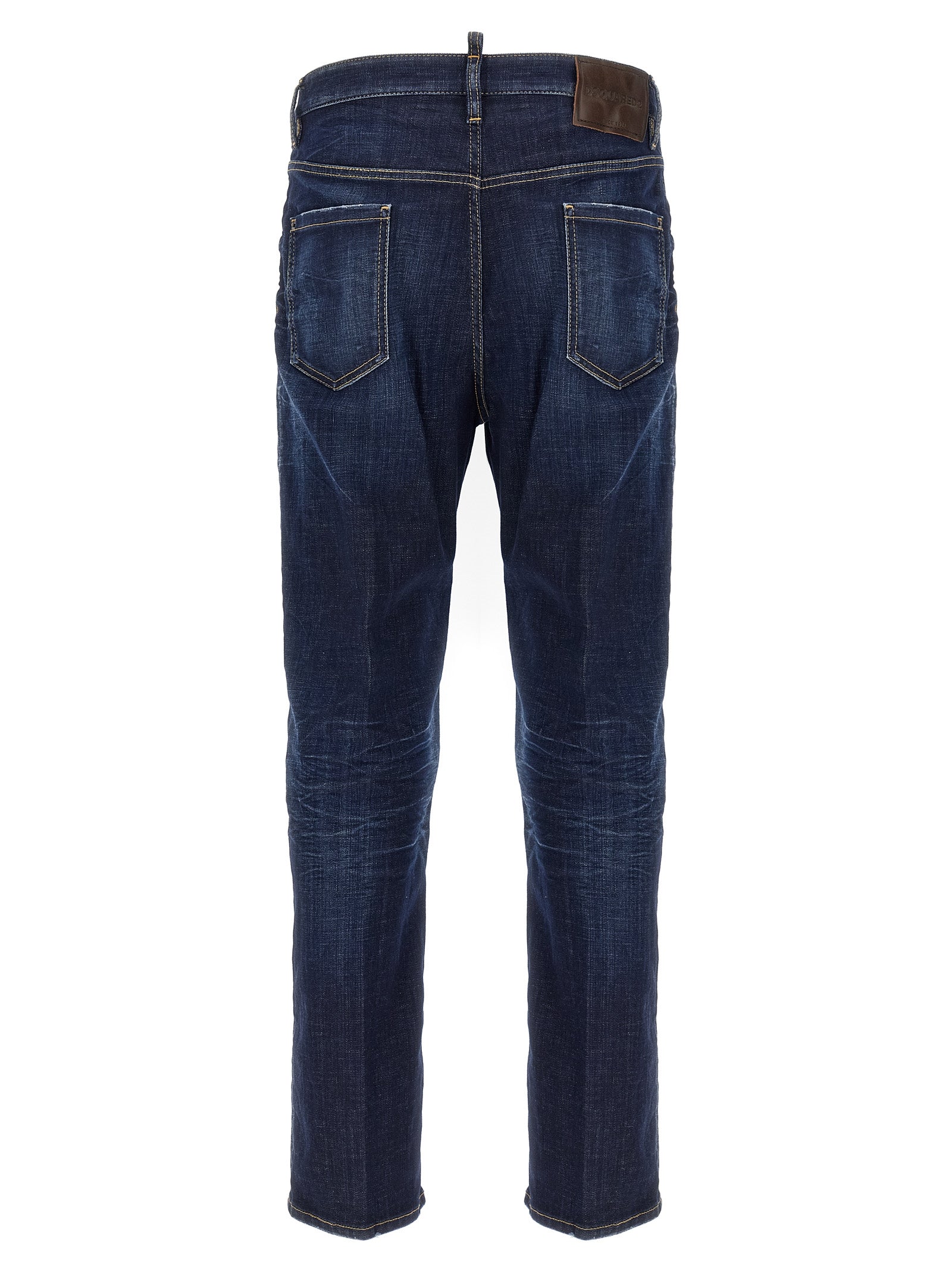 Dsquared² Blue Cotton Straight-Leg Jeans - Designer Luxury Denim