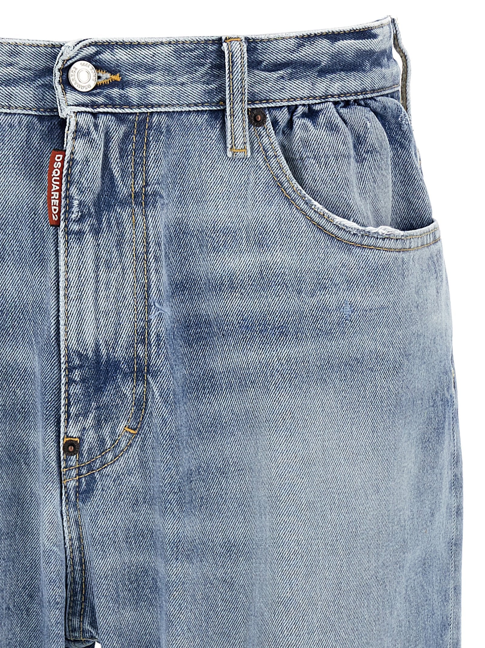 Dsquared² Blue Cotton Relaxed Fit Jeans, Designer Luxury Denim