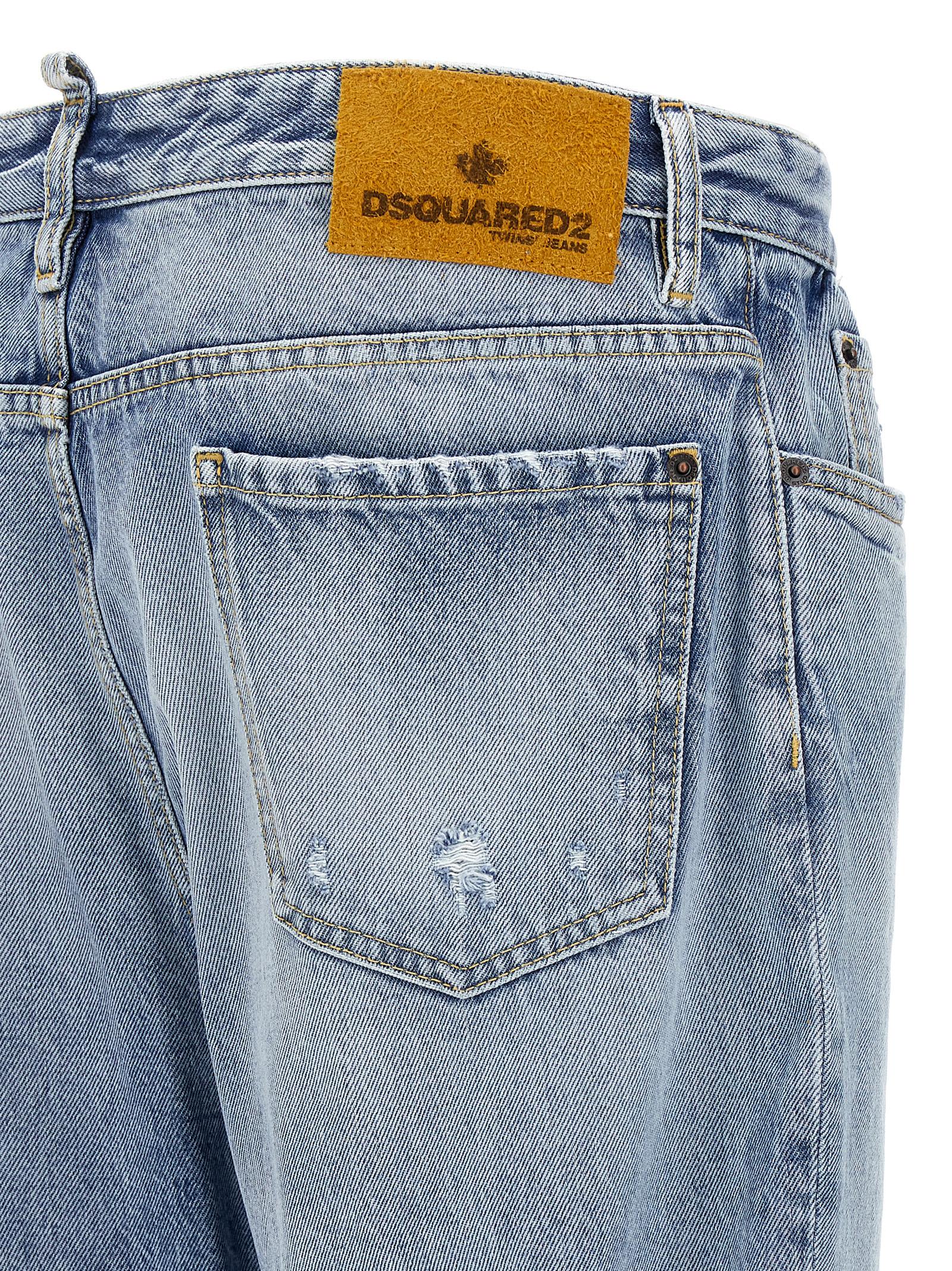 Dsquared² Blue Cotton Relaxed Fit Jeans, Designer Luxury Denim