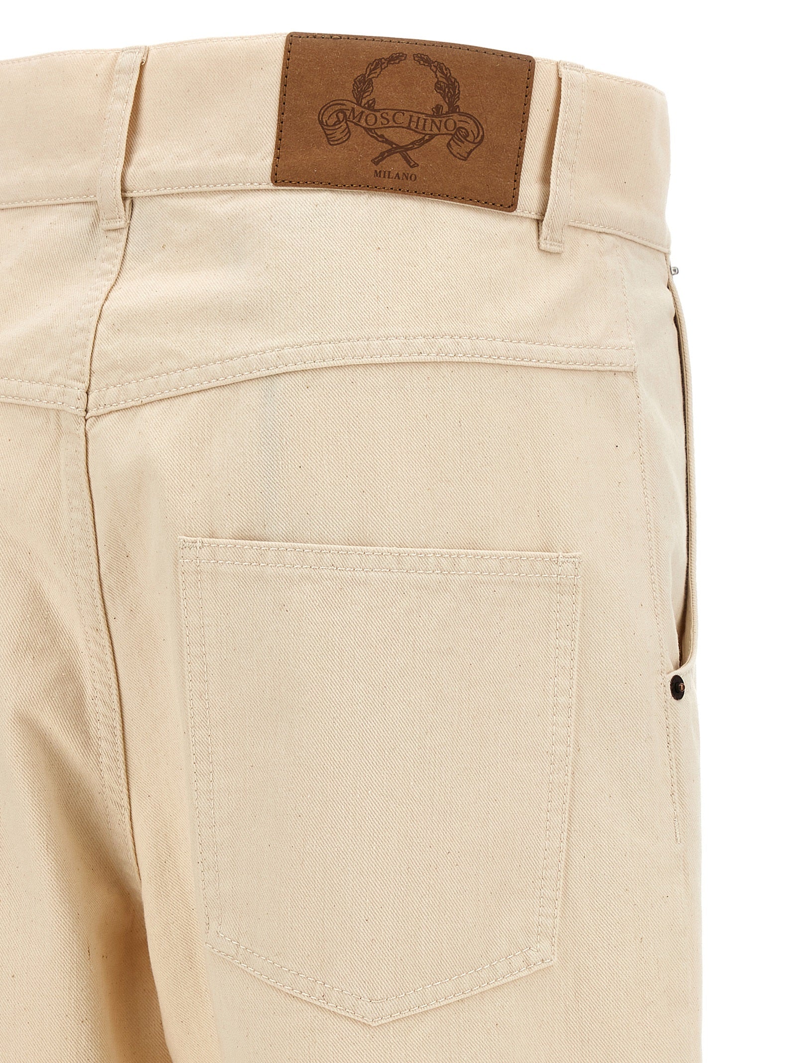 Experience the exquisite craftsmanship of Moschino's Beige Cotton Casual Pants, where luxurious cotton gabardine meets timeless elegance for the discerning individual.