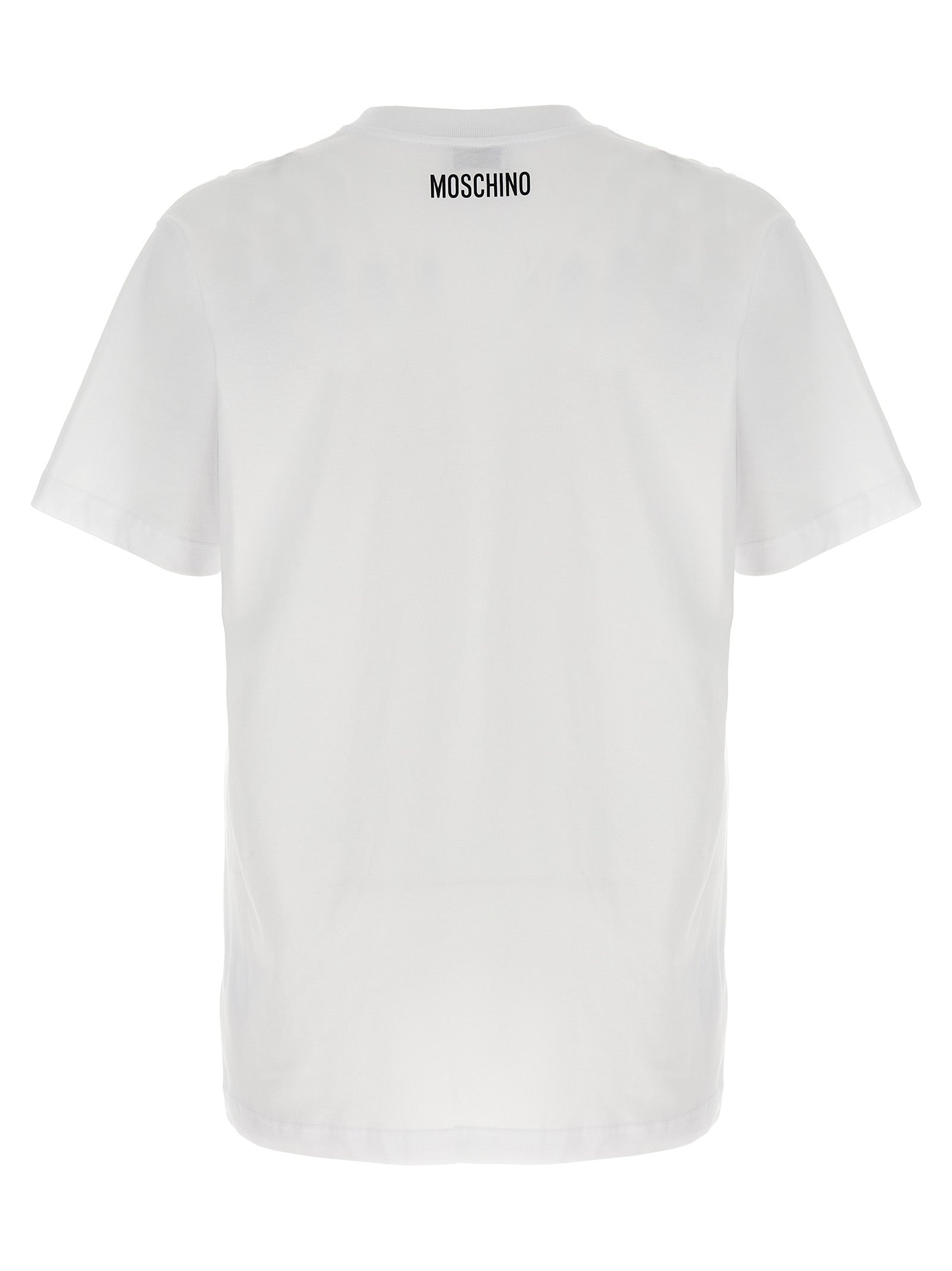 Elevate your wardrobe with the Moschino White Cotton T-Shirt, a luxurious blend of artisanal craftsmanship and sustainable elegance, perfect for the discerning individual.