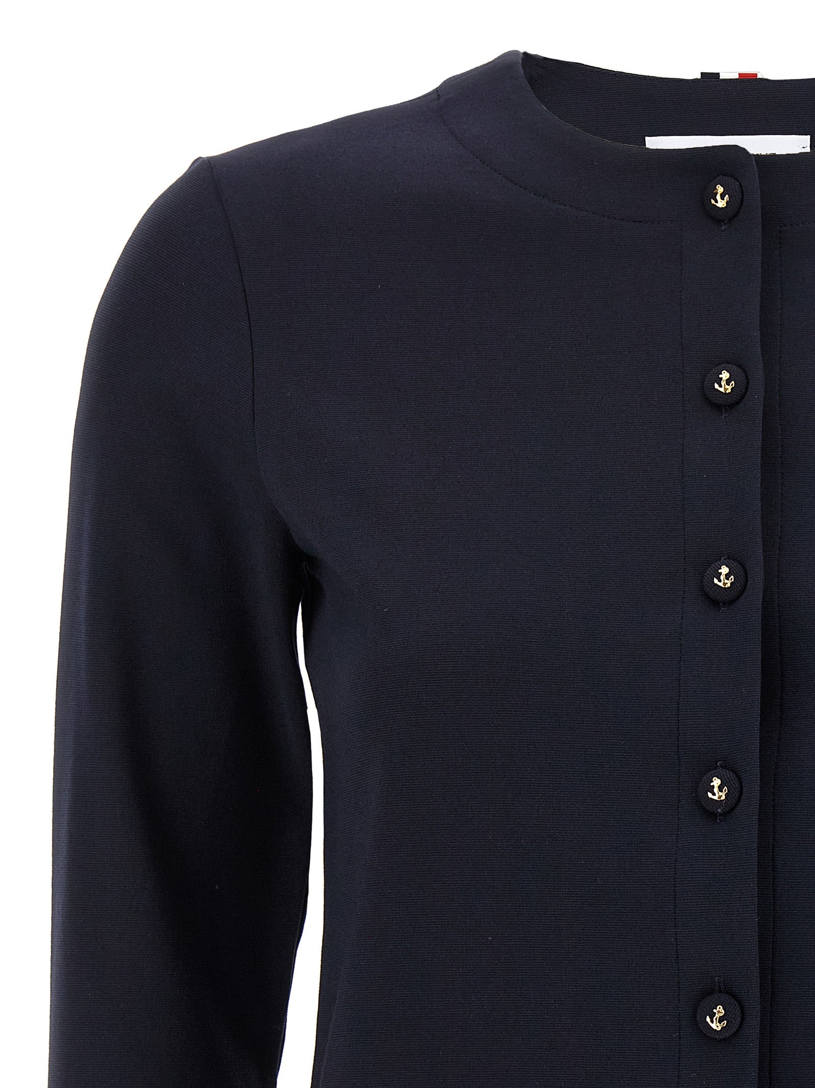 Indulge in the Thom Browne Blue Viscose Cardigan, a testament to Italian craftsmanship, blending luxury and sophistication for the discerning individual.