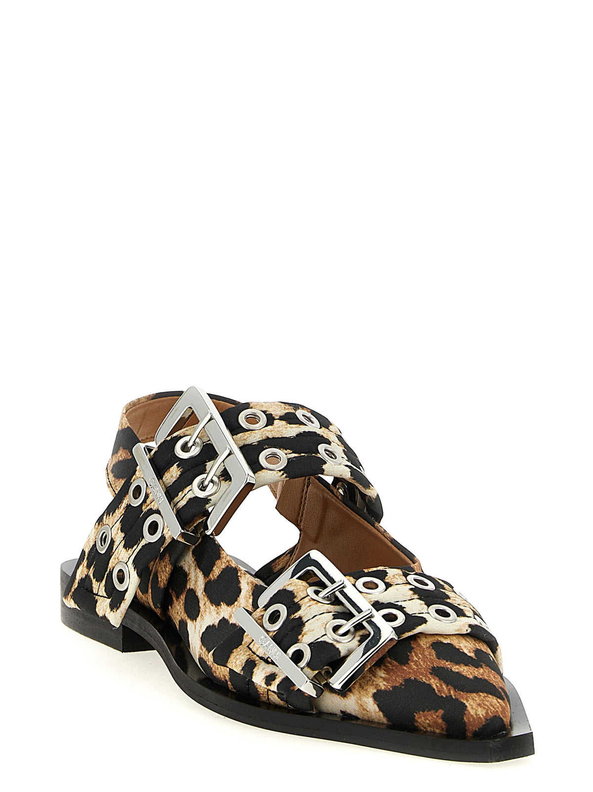 Ganni Leopard Satin Slingbacks - Luxe Eco-Conscious Elegance