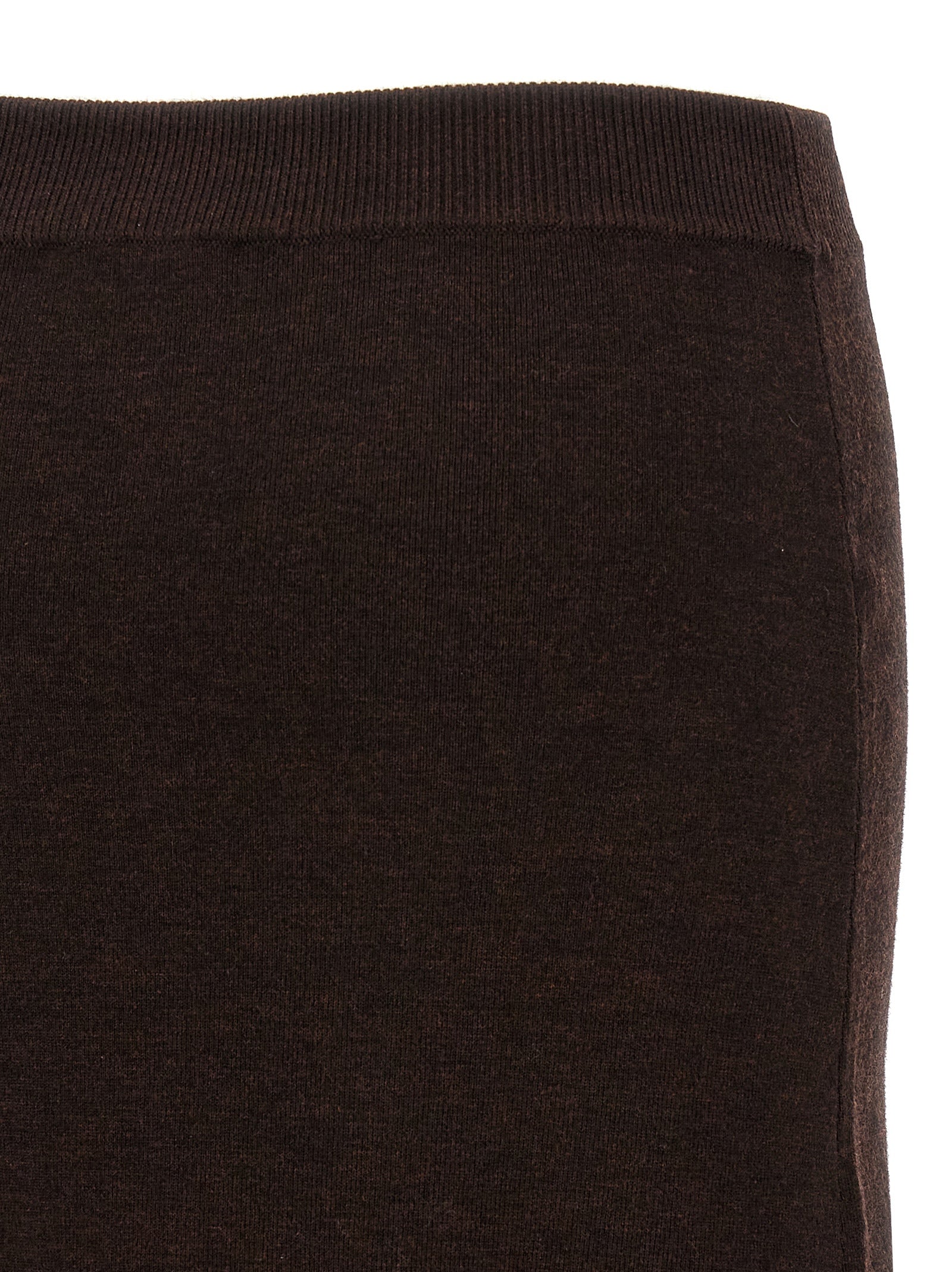 Victoria Beckham Brown Wool Midi Skirt | Artisanal Luxury Fashion