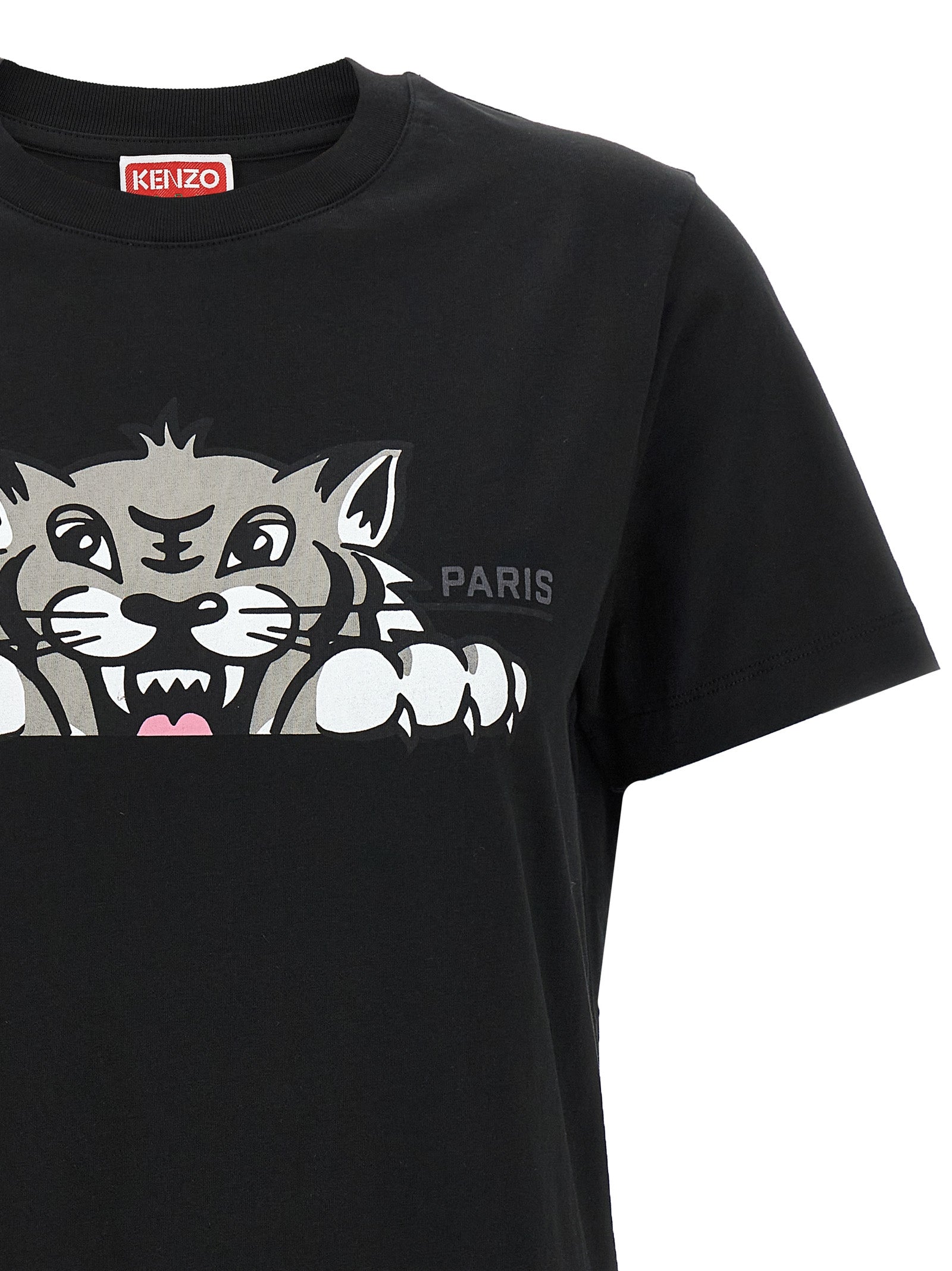 Elevate your style with the Kenzo Black Cotton T-Shirt, a luxurious blend of artistry and comfort, featuring the iconic 'Happy Tiger' print for timeless sophistication.