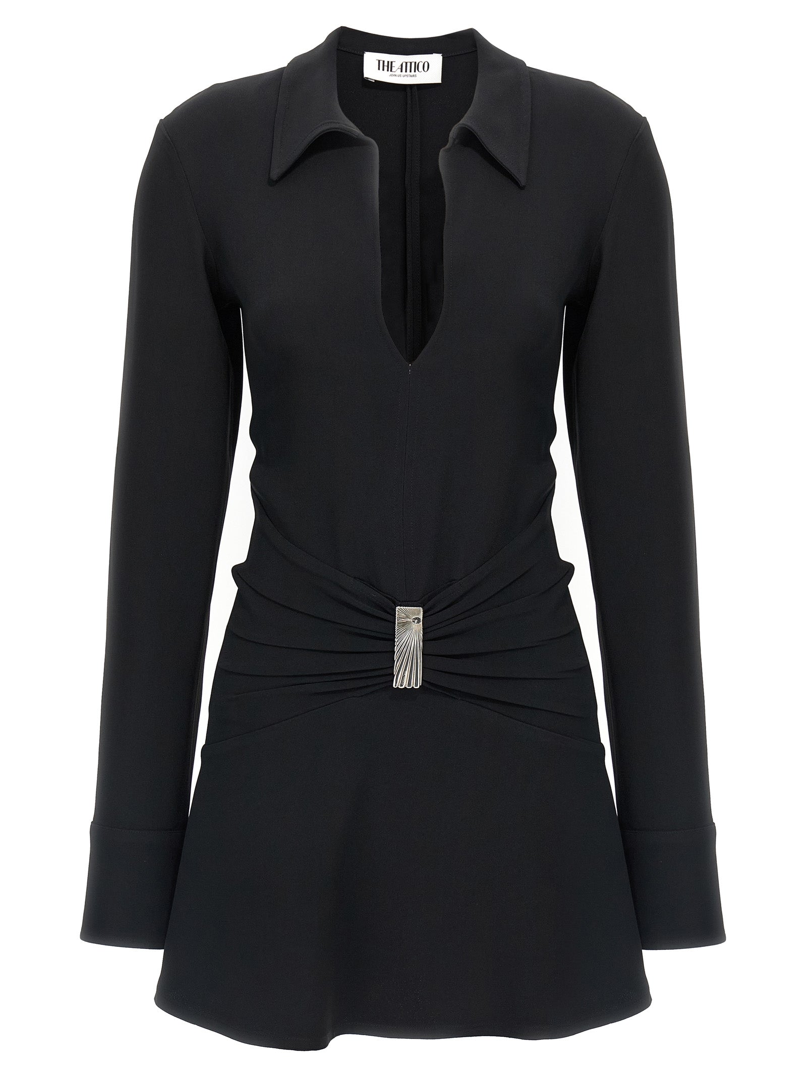 Indulge in The Attico Black Marabou Short Dress, a fusion of luxurious acrylic and viscose, embodying timeless elegance for the discerning fashion connoisseur.
